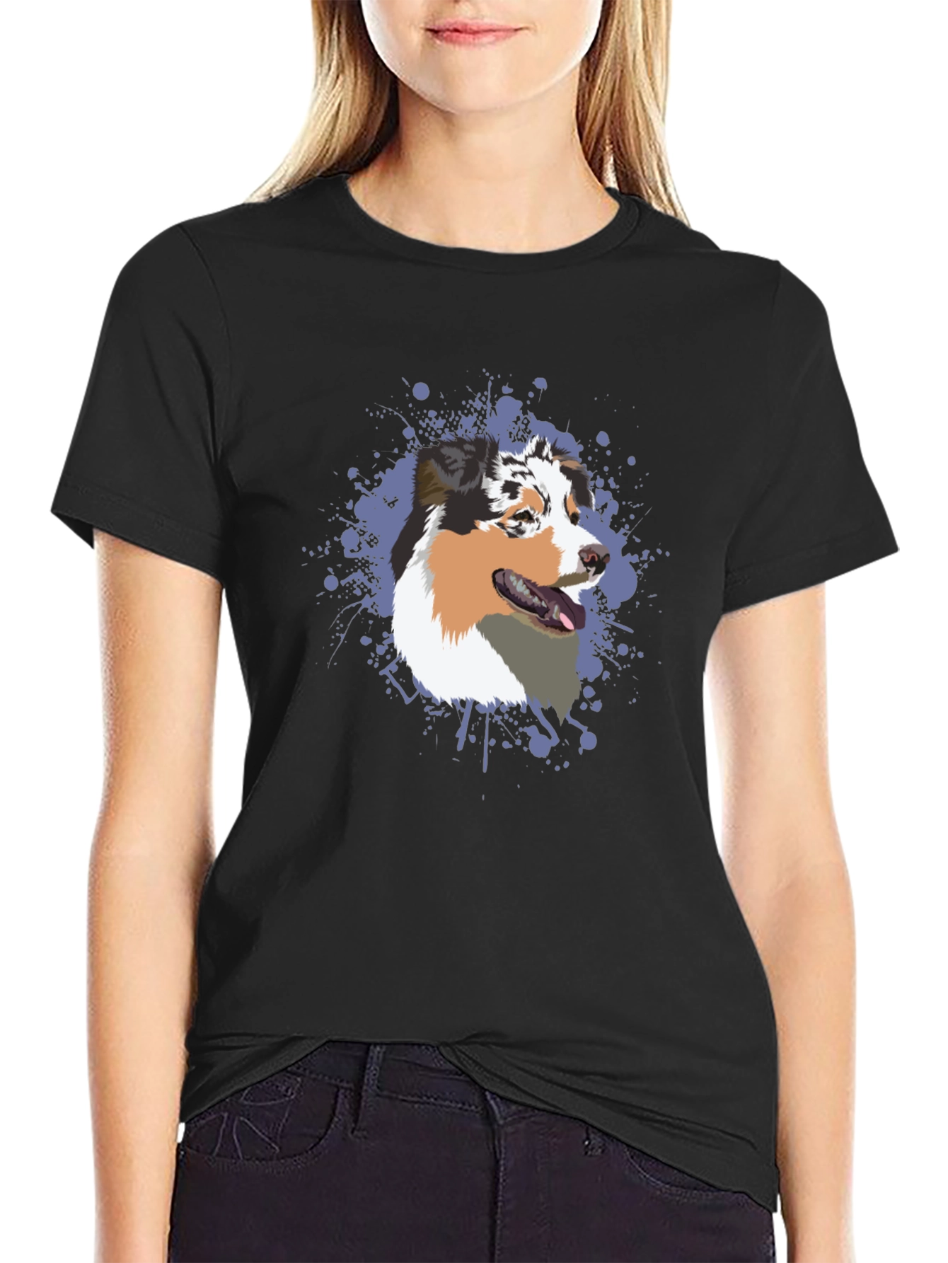 Dog Lovers Tee: Australian Shepherd Splash Design