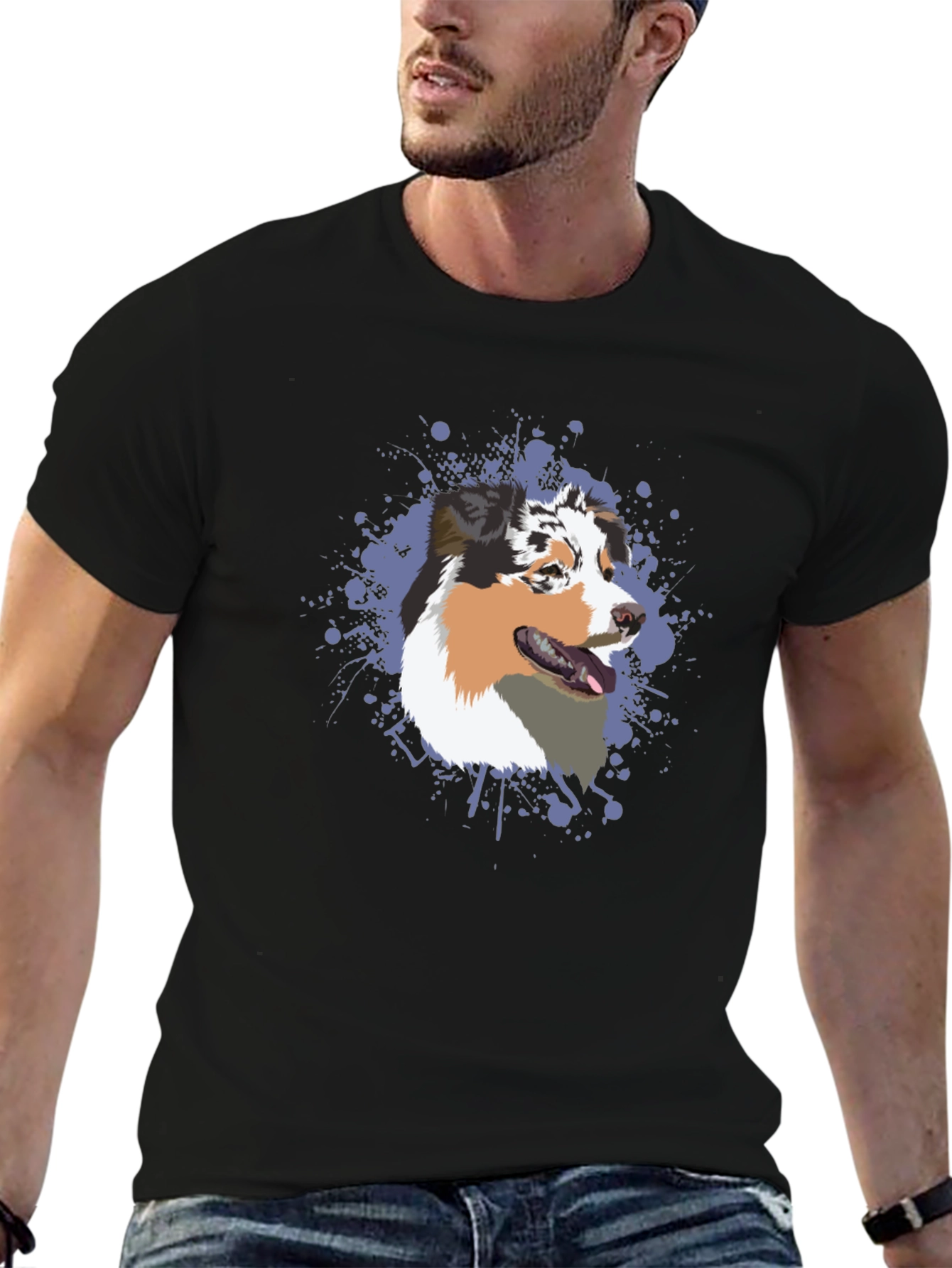 Dog Lovers Tee: Australian Shepherd Splash Design
