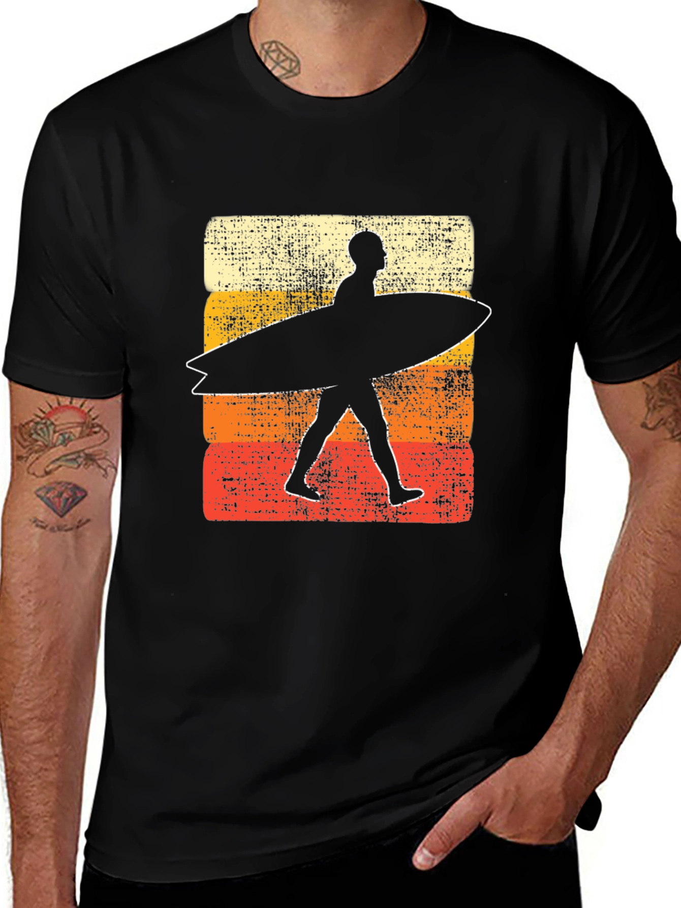 Retro Surfer Graphic Tee - Black