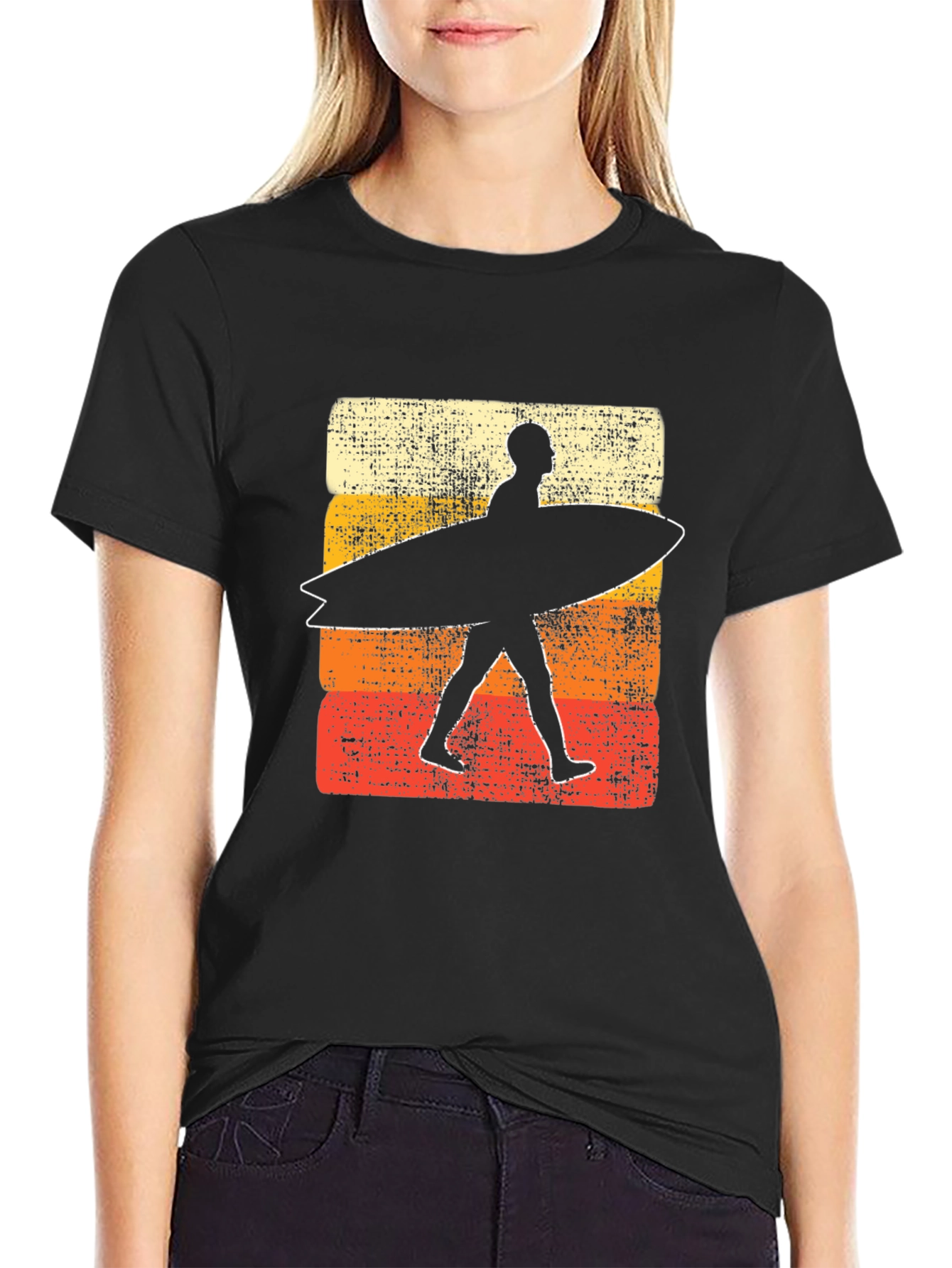 Retro Surfer Graphic Tee - Black