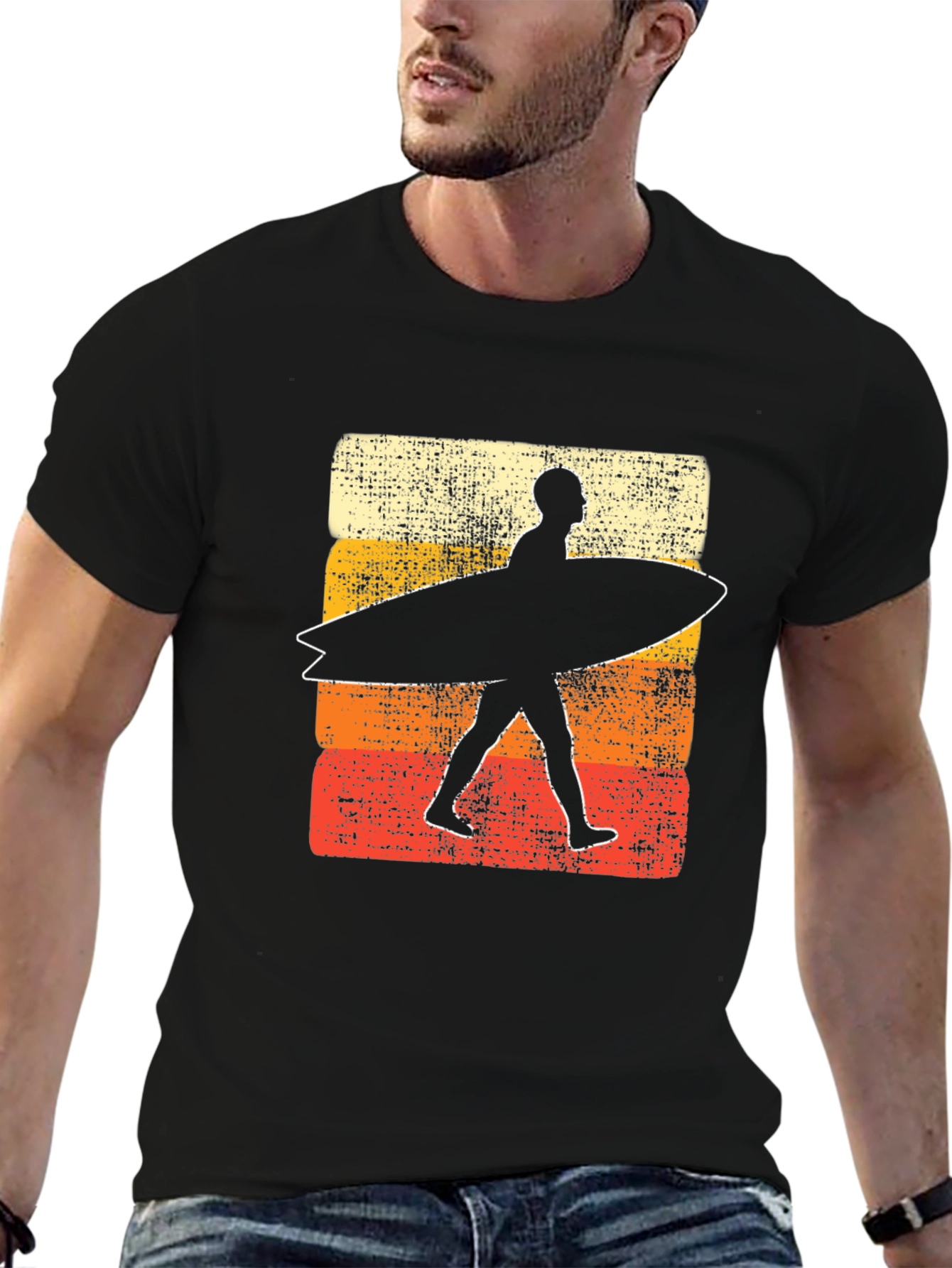 Retro Surfer Graphic Tee - Black