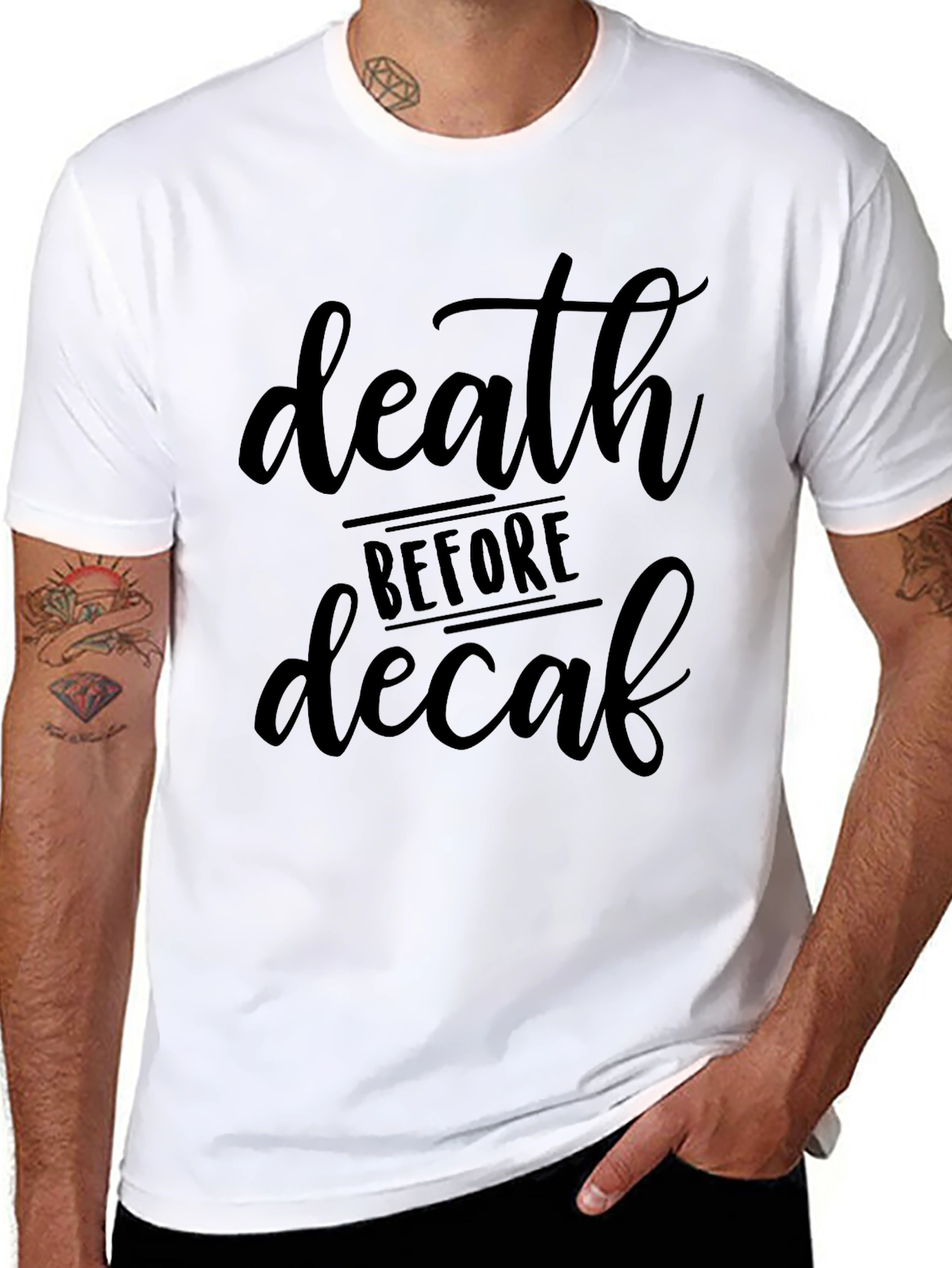 Death Before Decaf Graphic T-Shirt - Black