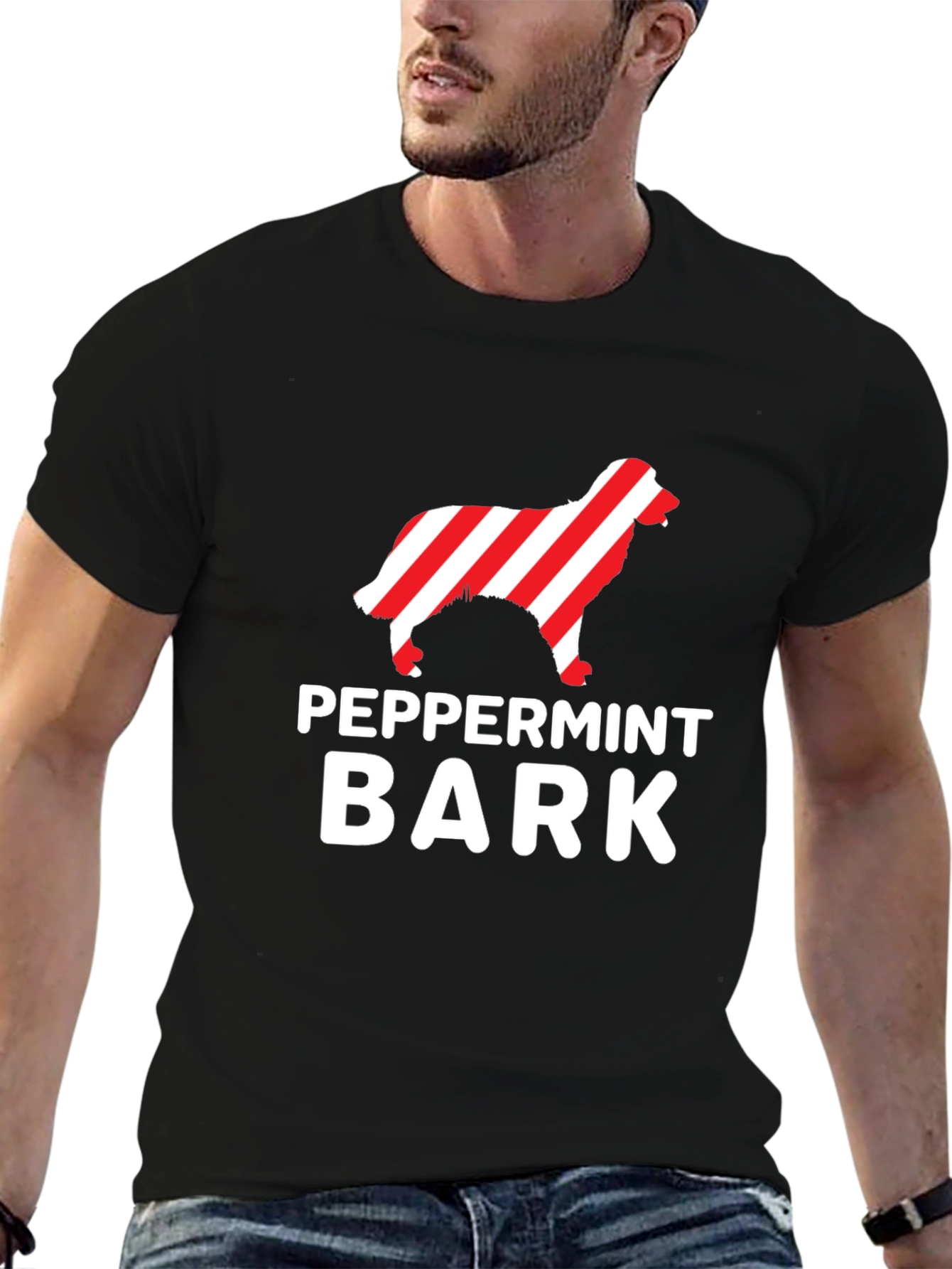 Peppermint Bark Dog Lover Black Tee