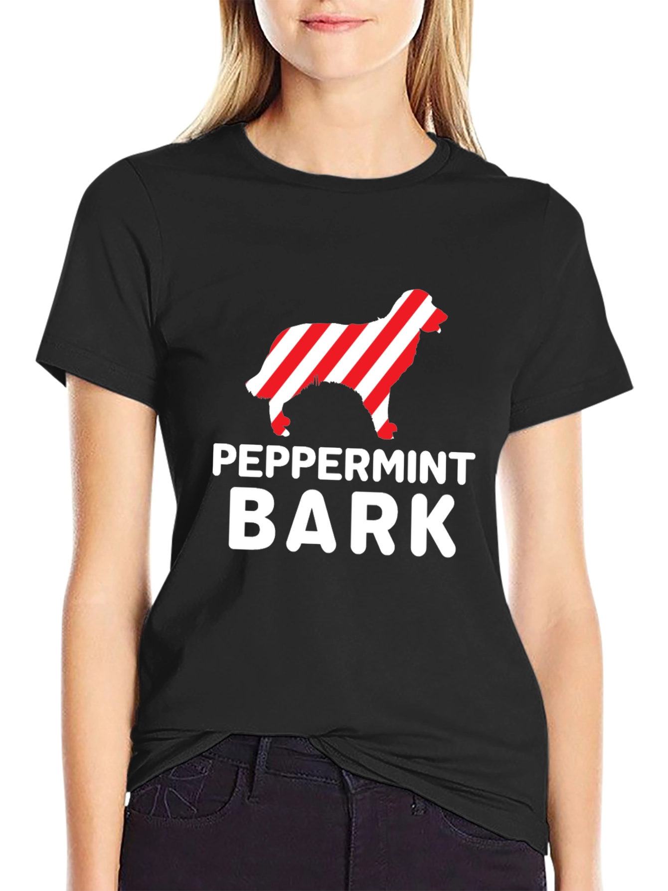 Peppermint Bark Dog Lover Black Tee
