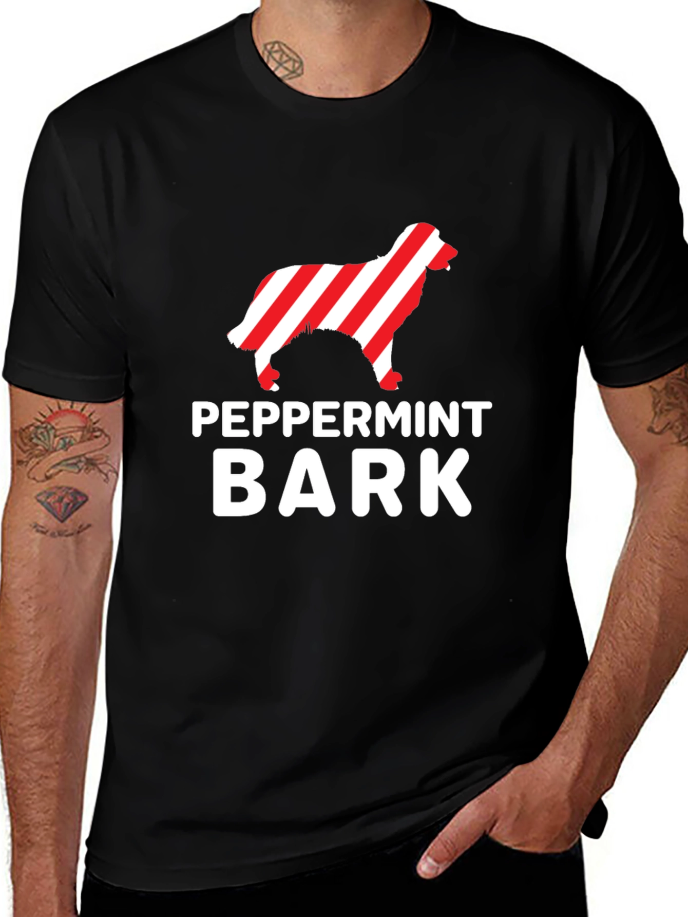 Peppermint Bark Dog Lover Black Tee