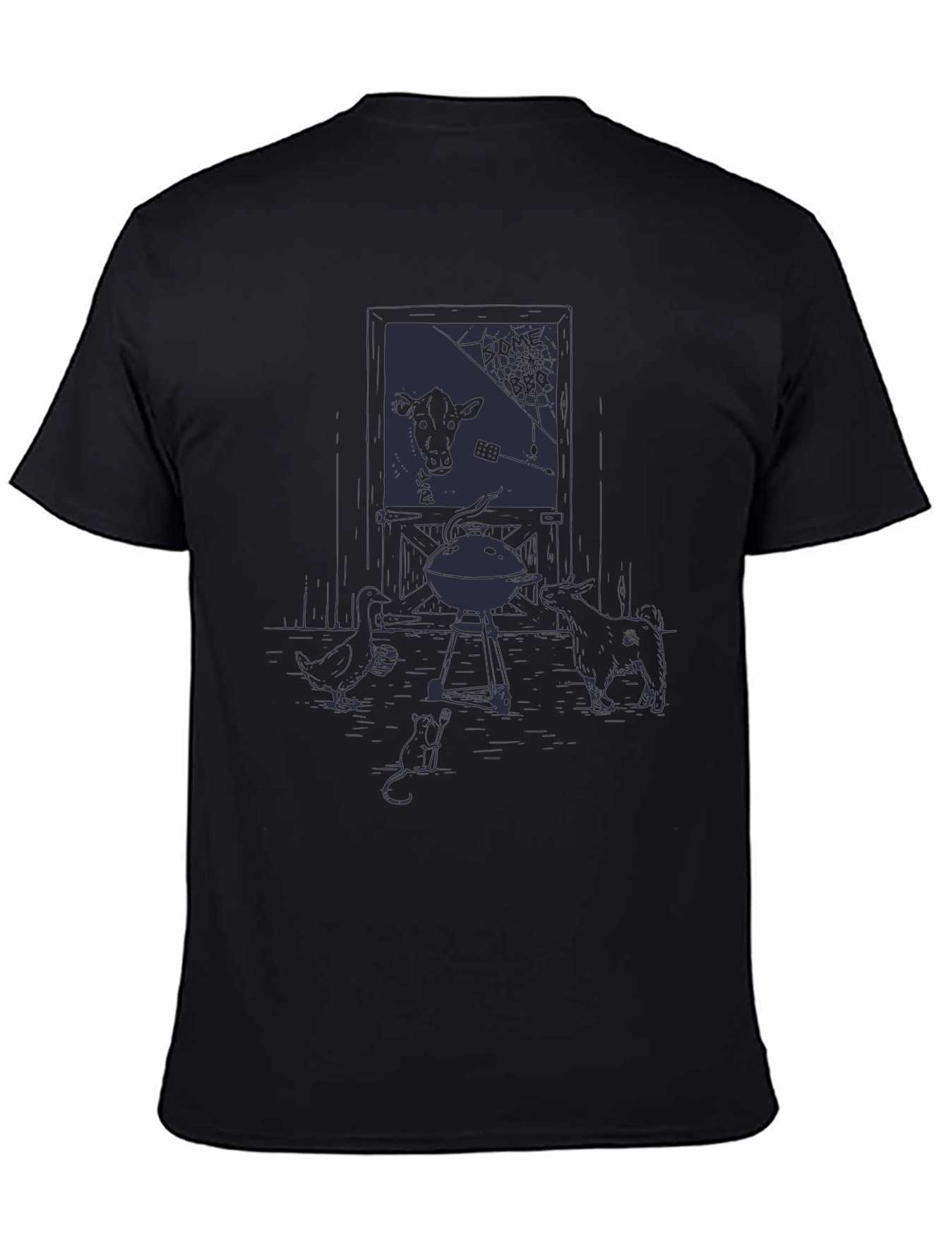 Black Graphic Tee - Backyard BBQ Design
