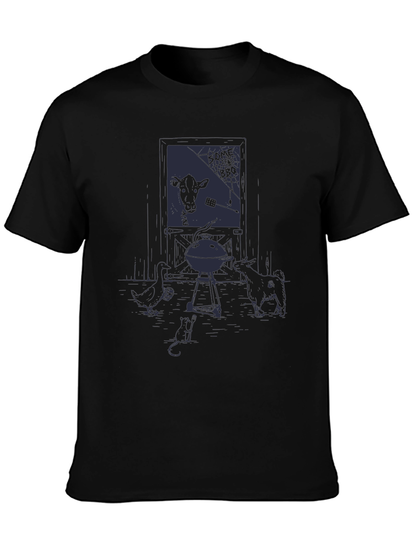Black Graphic Tee - Backyard BBQ Design