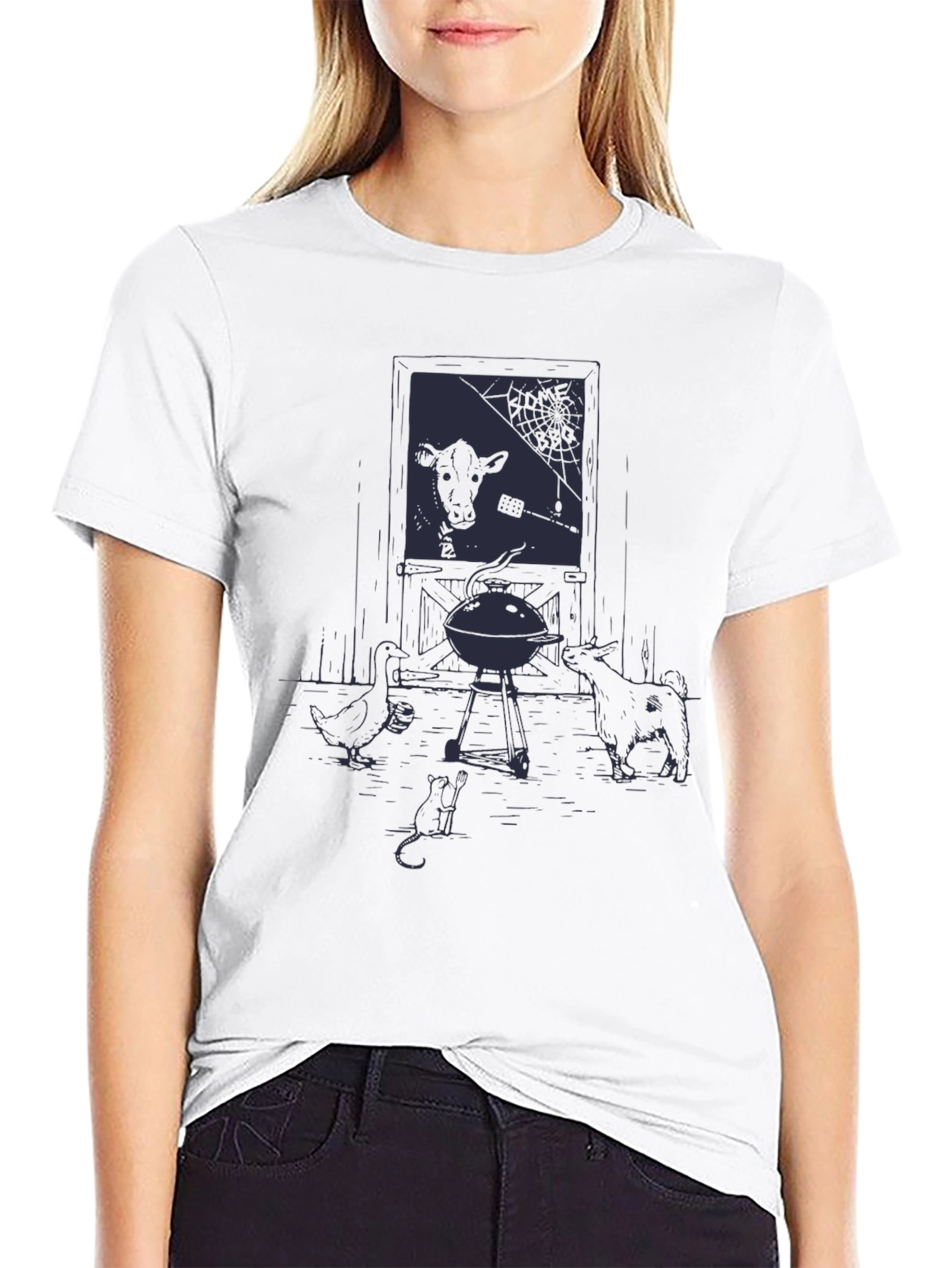 Black Graphic Tee - Backyard BBQ Design