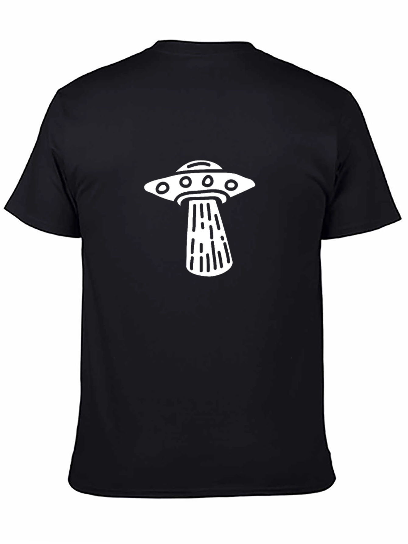 UFO Abduction Graphic Tee - Black Cotton Blend T-Shirt