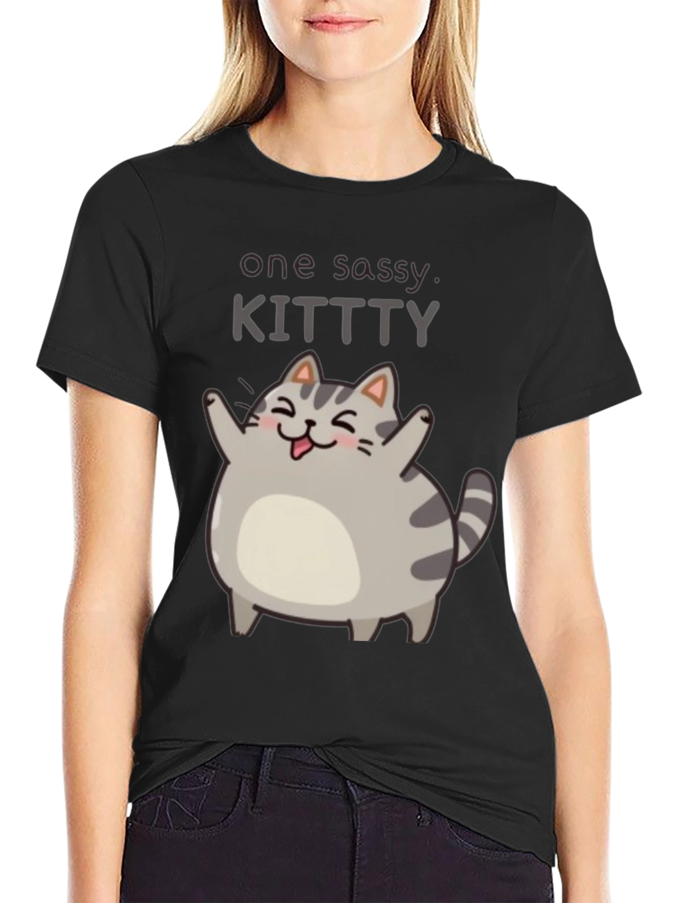 Sassy Kitty Black T-Shirt - Unisex Cute Cat Tee