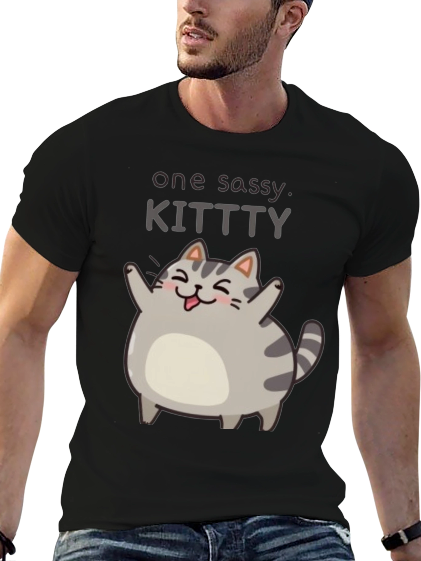 Sassy Kitty Black T-Shirt - Unisex Cute Cat Tee