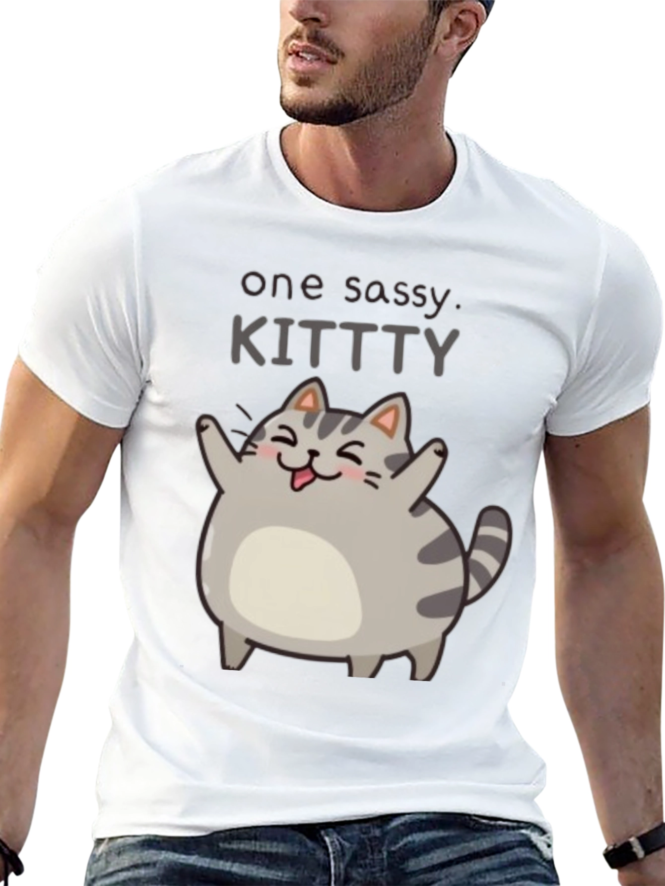 Sassy Kitty Black T-Shirt - Unisex Cute Cat Tee