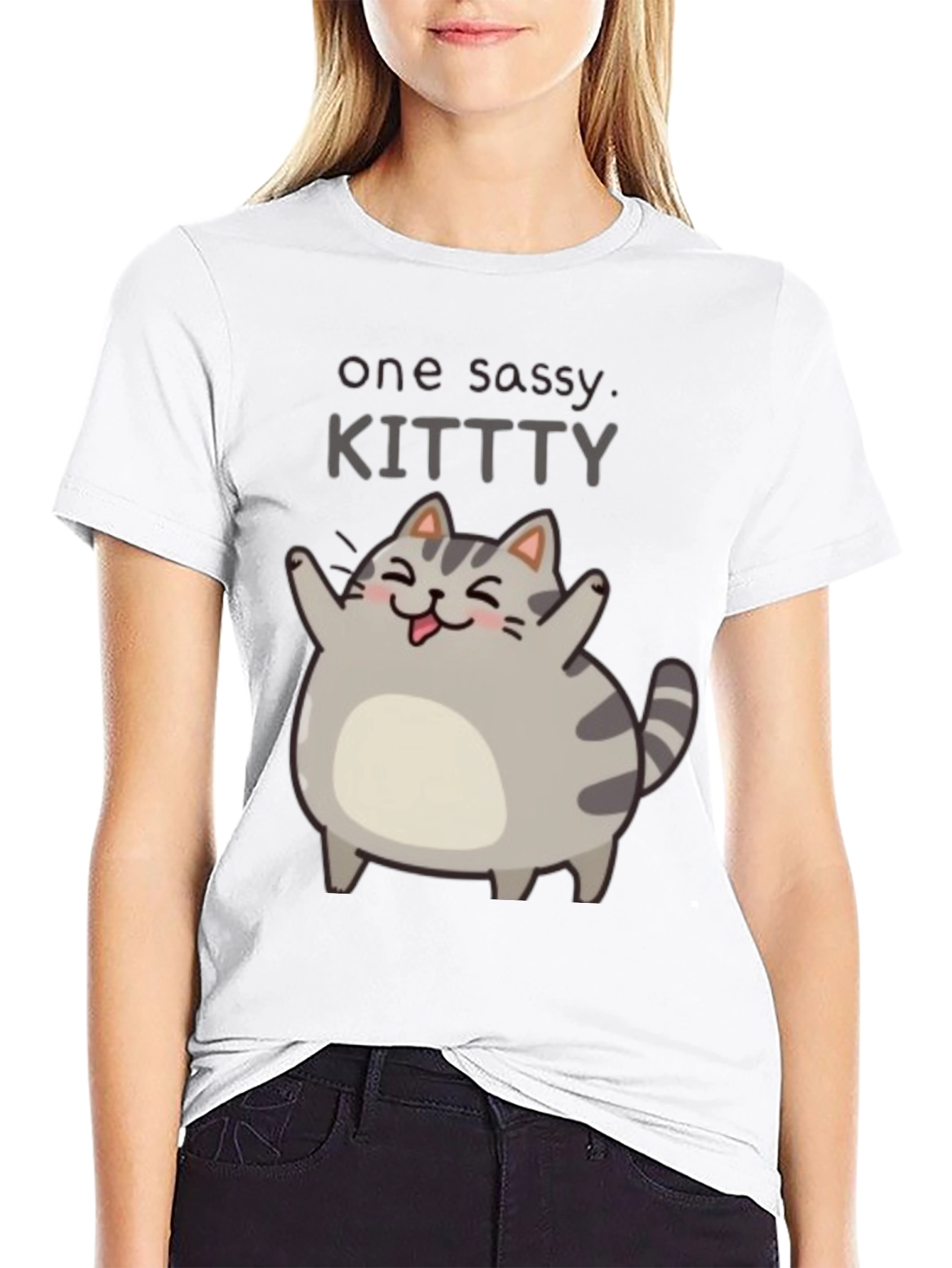 Sassy Kitty Black T-Shirt - Unisex Cute Cat Tee