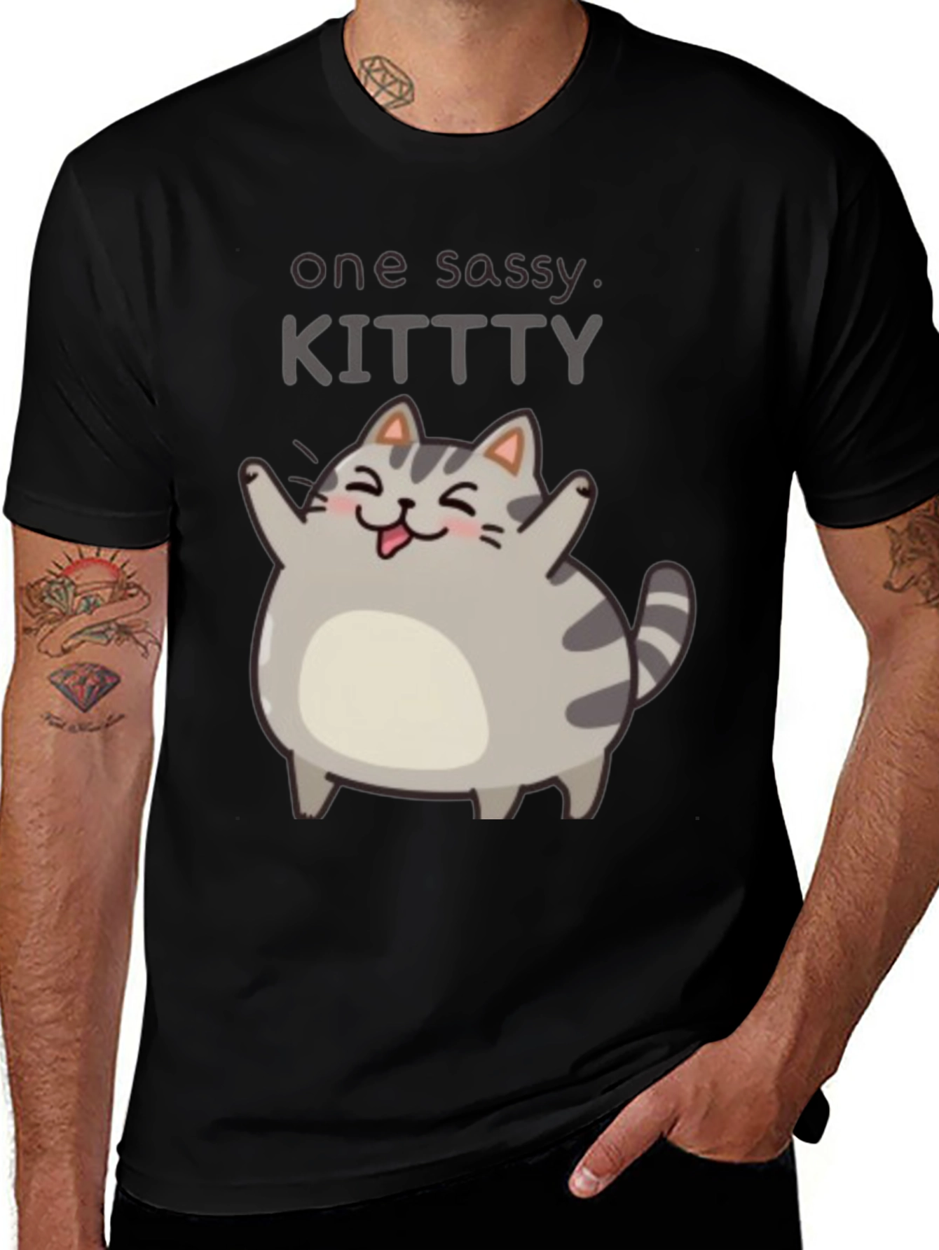 Sassy Kitty Black T-Shirt - Unisex Cute Cat Tee