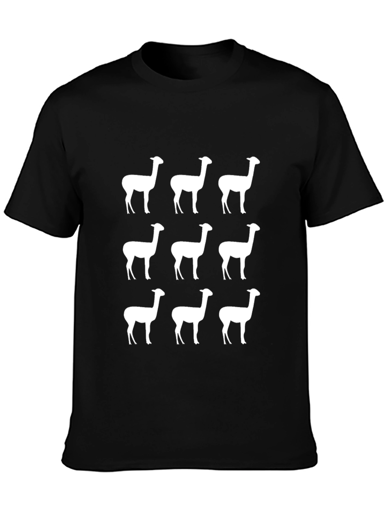 Alpaca Pattern Black T-Shirt - Mens Graphic Tee