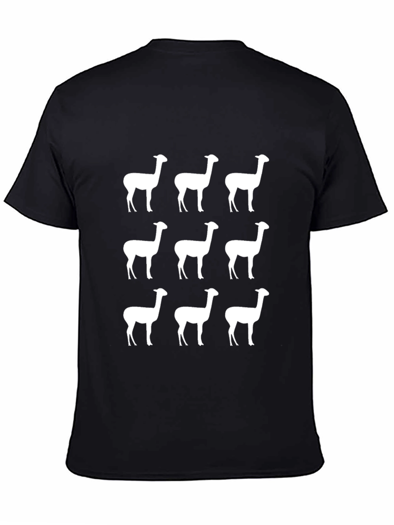 Alpaca Pattern Black T-Shirt - Mens Graphic Tee