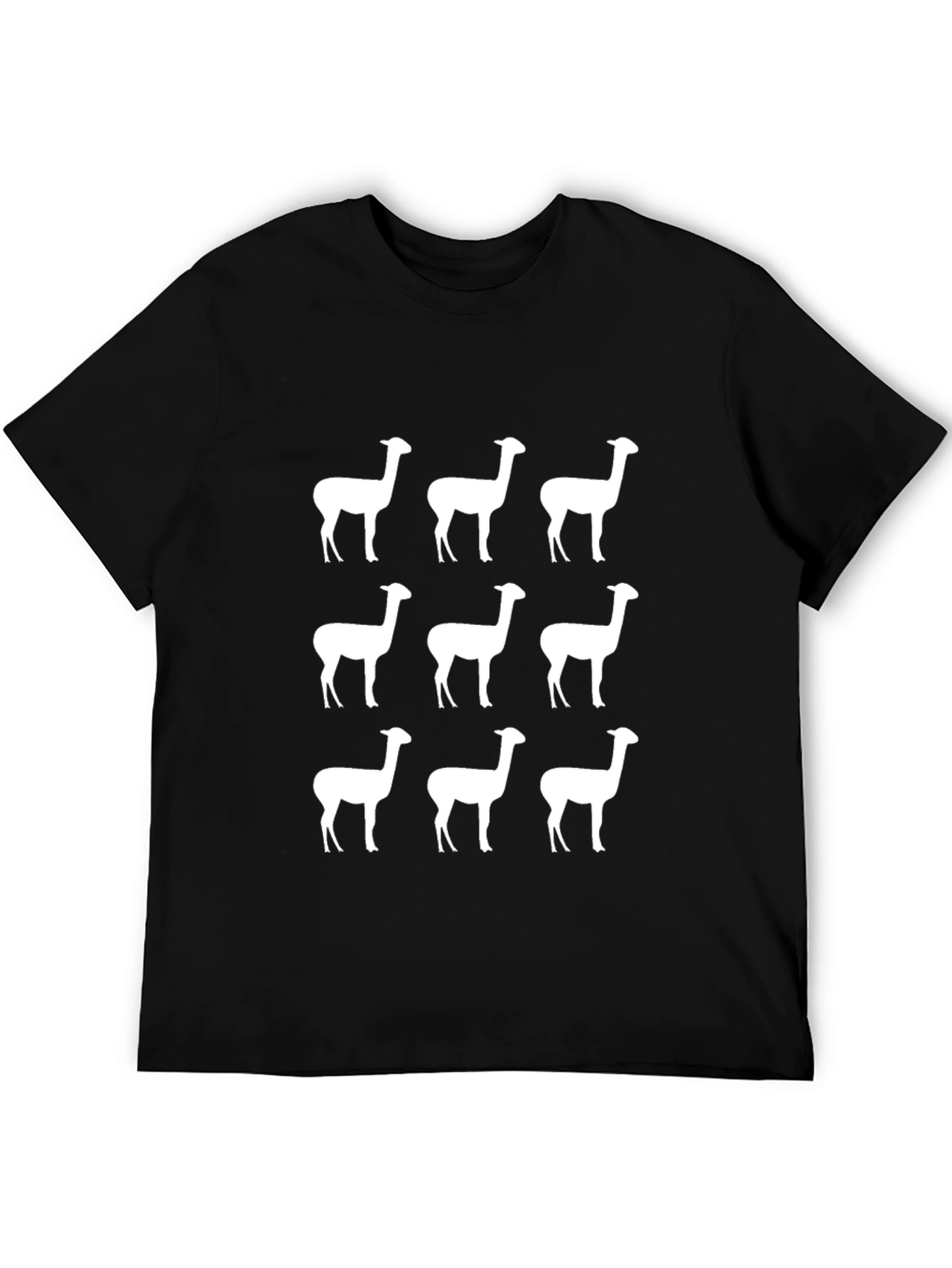 Alpaca Pattern Black T-Shirt - Mens Graphic Tee
