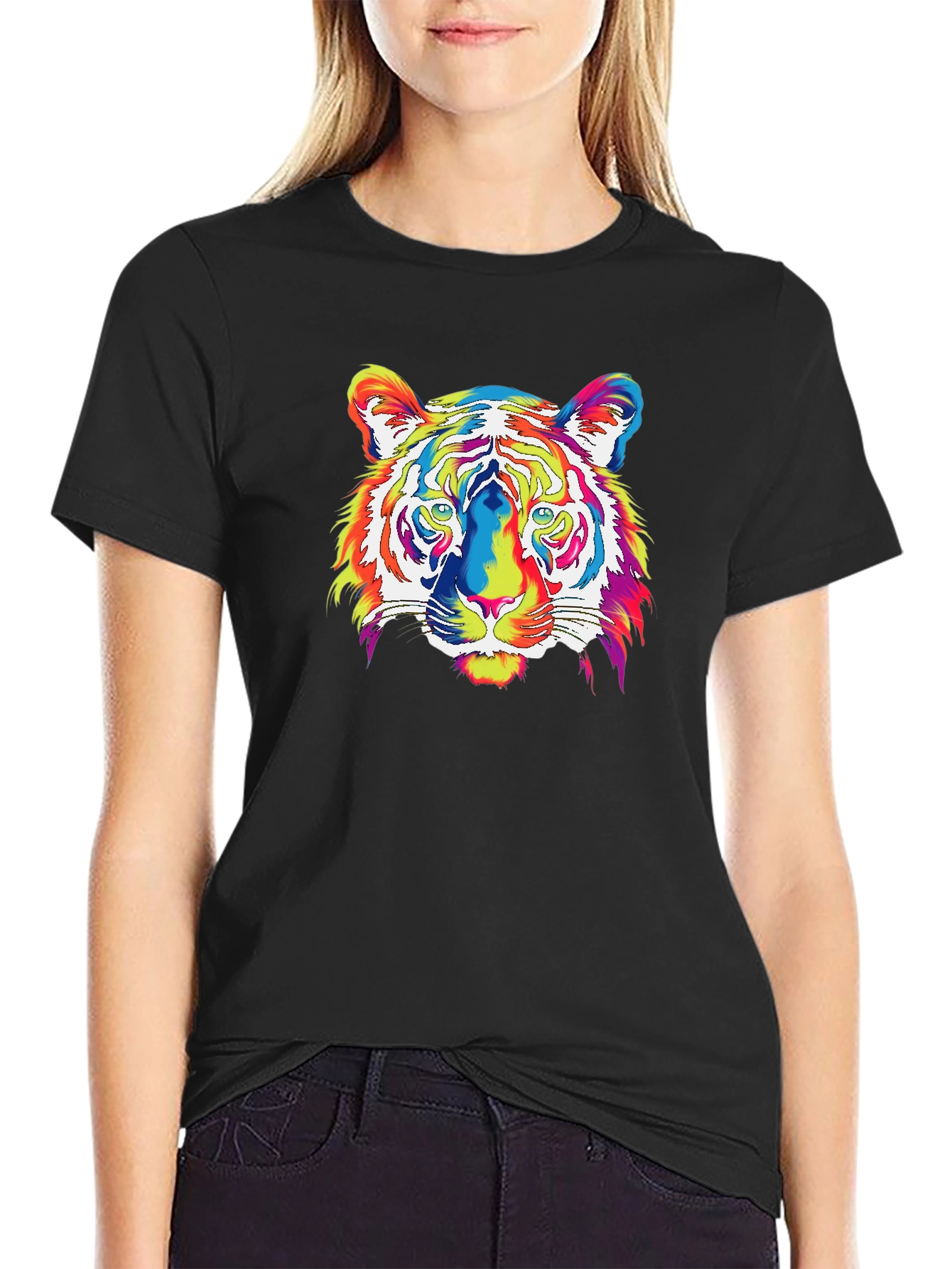 Vibrant Tiger Graphic Tee - Mens Black T-Shirt