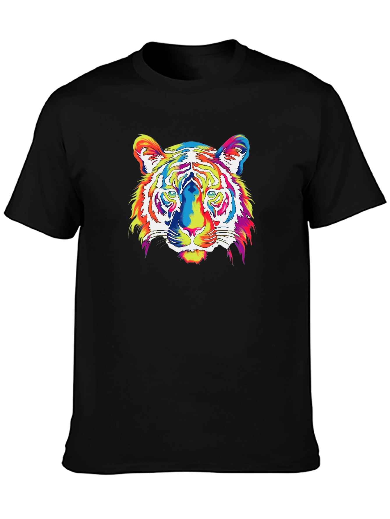 Vibrant Tiger Graphic Tee - Mens Black T-Shirt