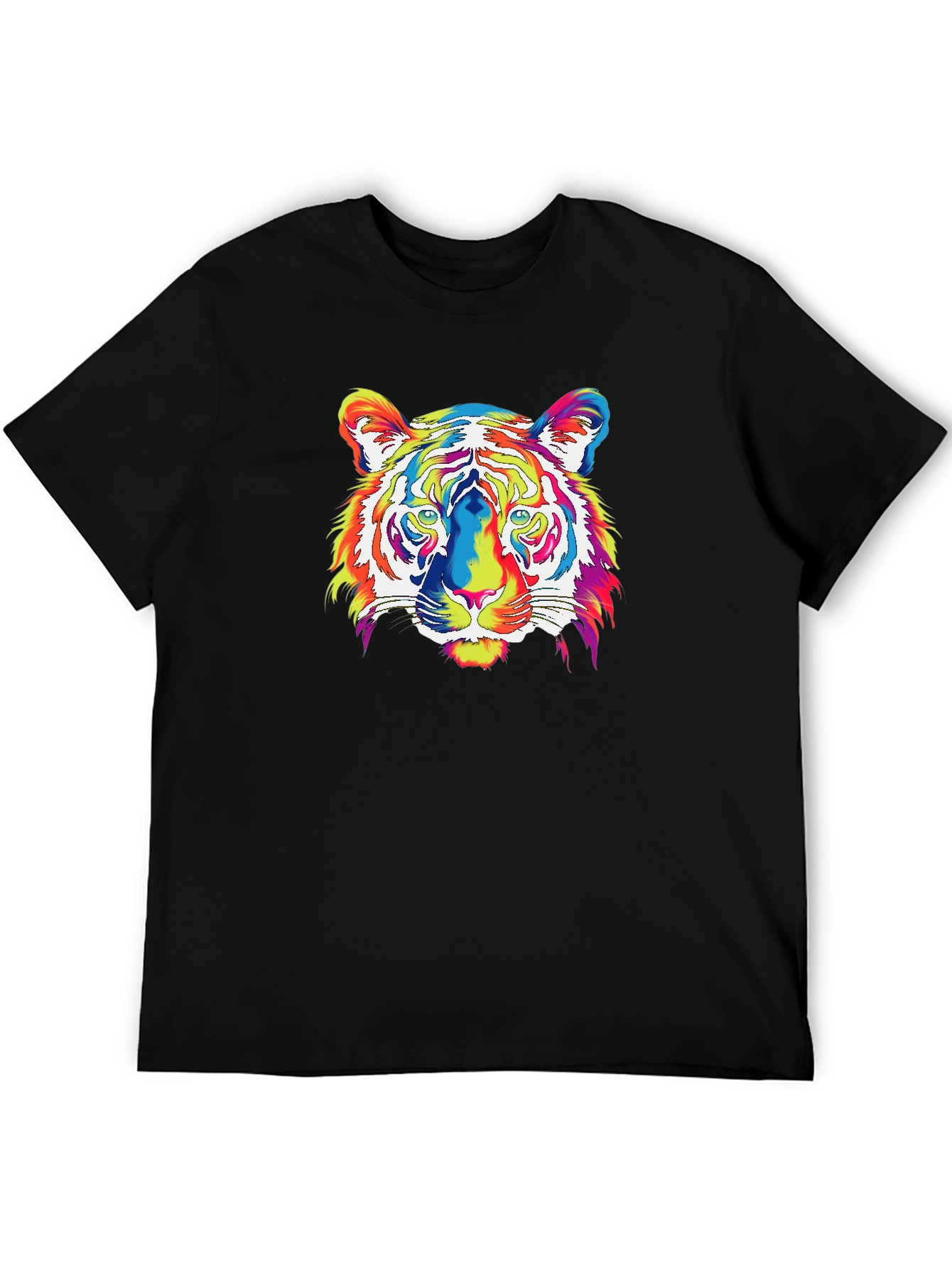 Vibrant Tiger Graphic Tee - Mens Black T-Shirt