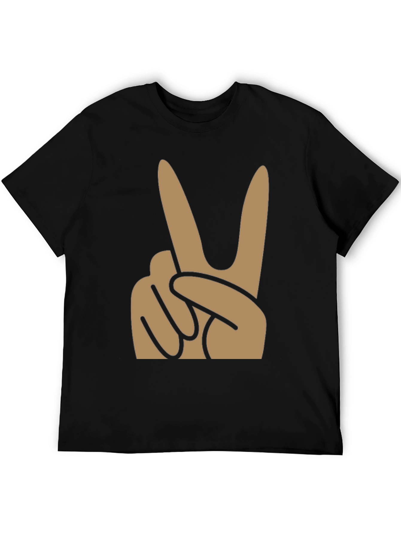 Peace Sign Graphic Tee - Black Cotton Blend Shirt