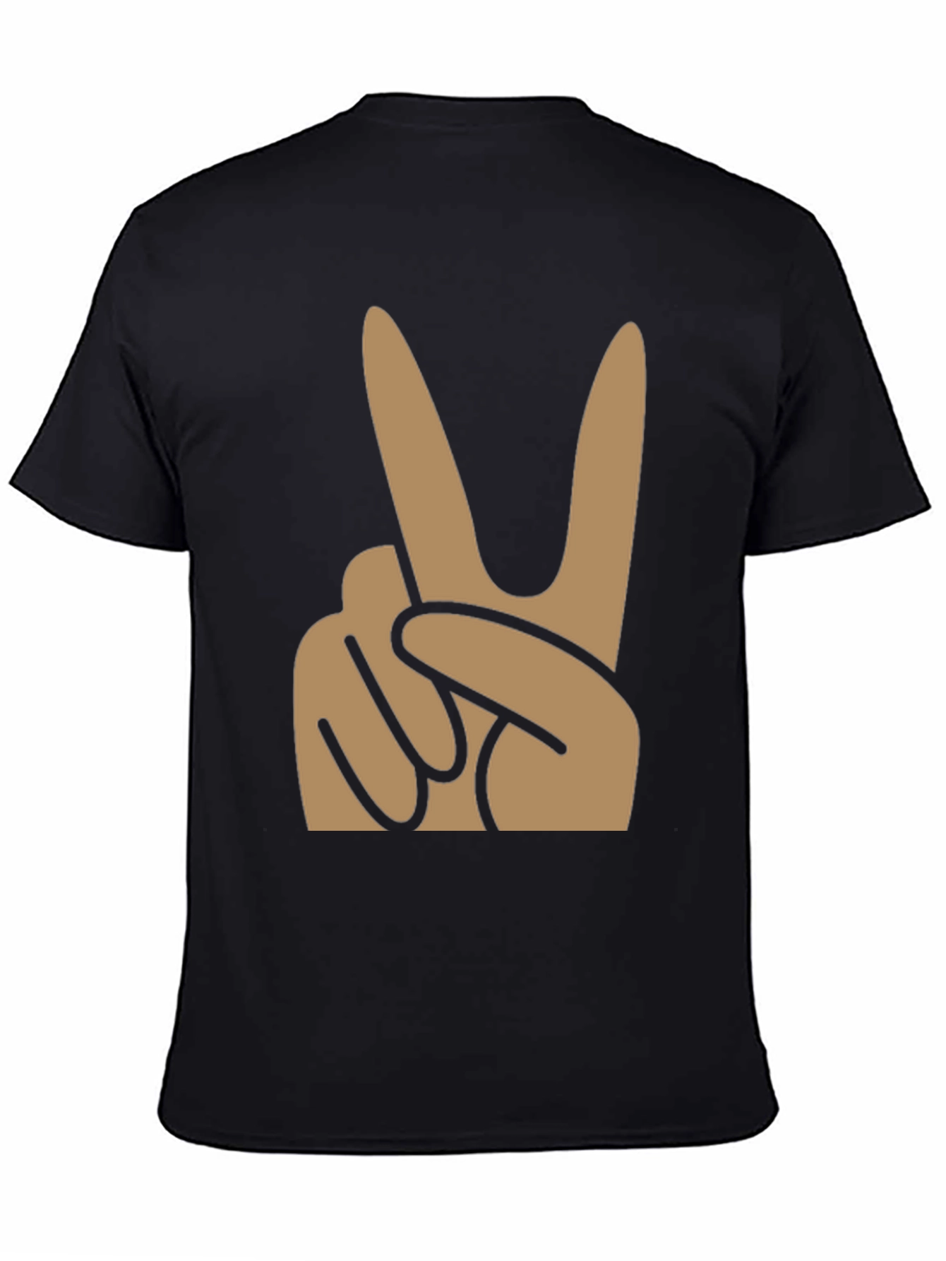 Peace Sign Graphic Tee - Black Cotton Blend Shirt
