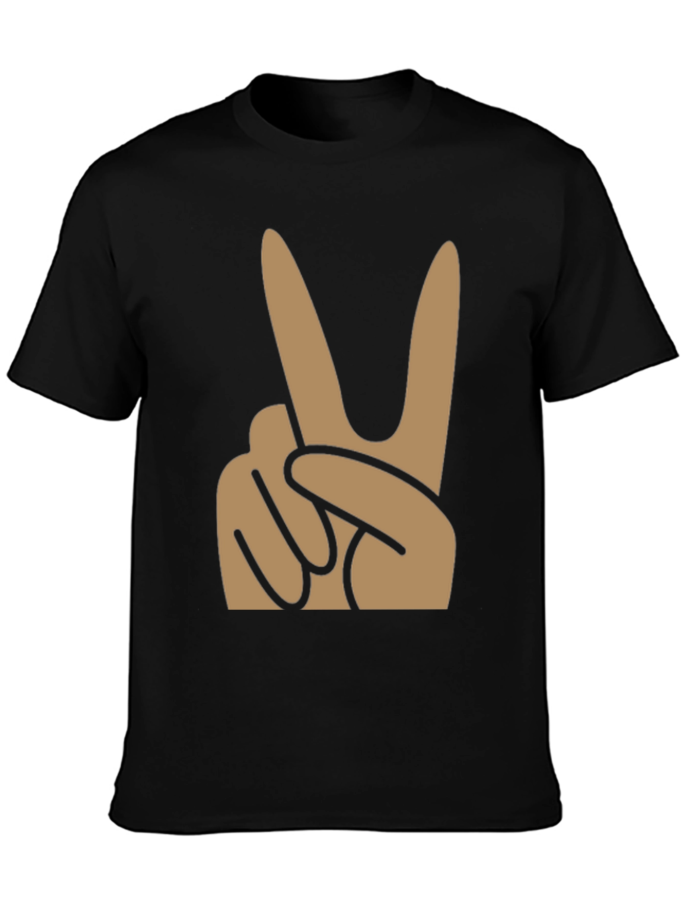 Peace Sign Graphic Tee - Black Cotton Blend Shirt