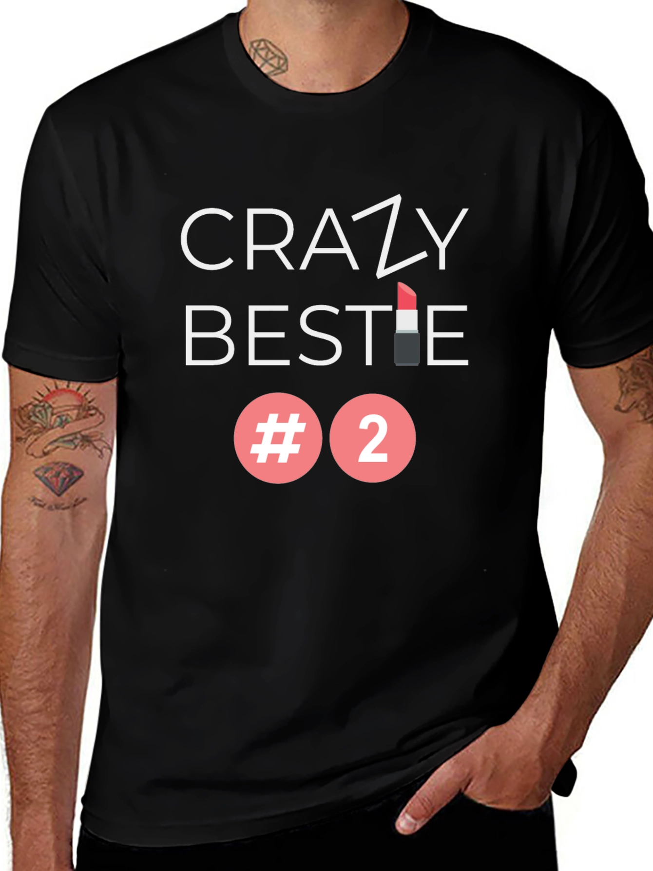 Crazy Bestie #2 Graphic Tee - Trendy Crewneck T-Shirt