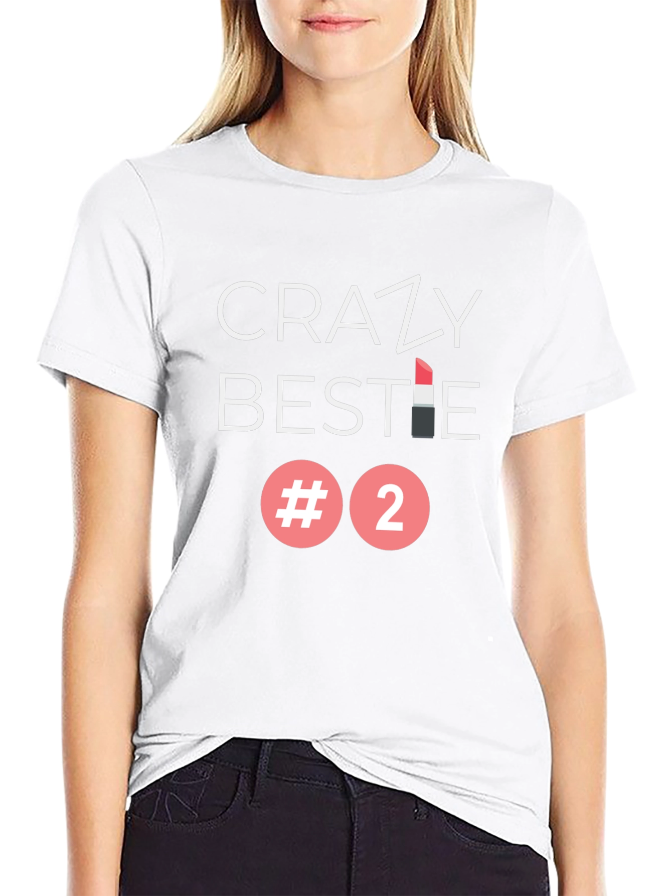 Crazy Bestie #2 Graphic Tee - Trendy Crewneck T-Shirt
