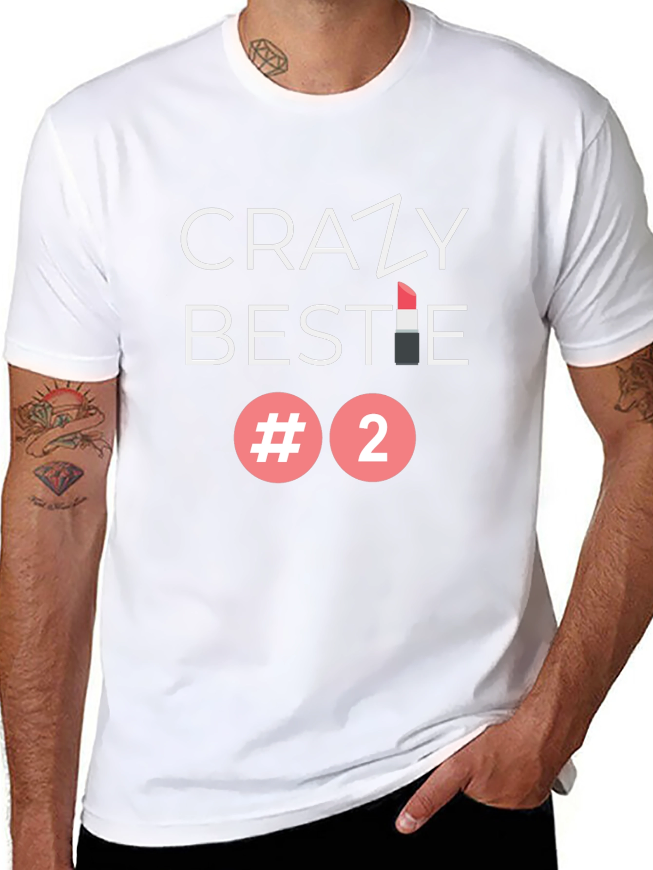 Crazy Bestie #2 Graphic Tee - Trendy Crewneck T-Shirt