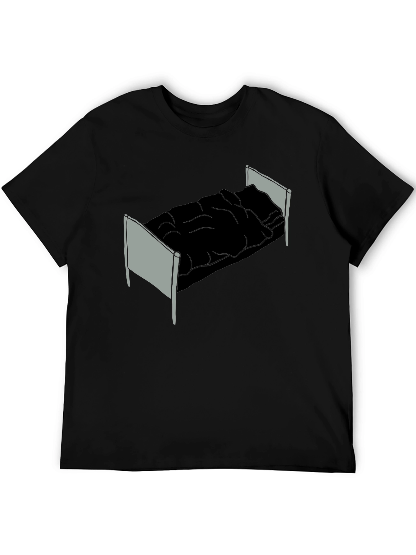 Graphic Tee - Bed Design Black Cotton T-Shirt
