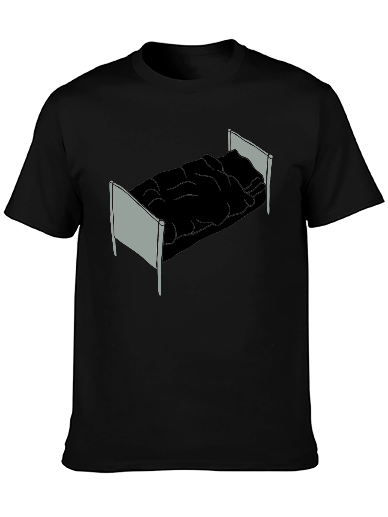 Graphic Tee - Bed Design Black Cotton T-Shirt