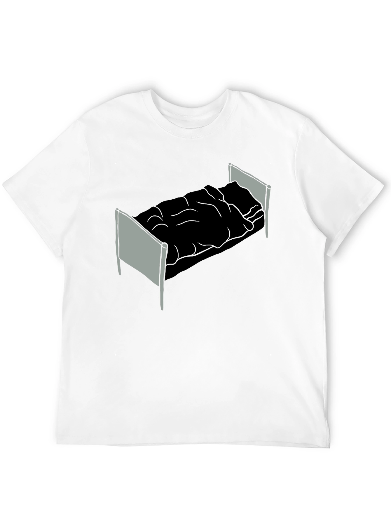 Graphic Tee - Bed Design Black Cotton T-Shirt