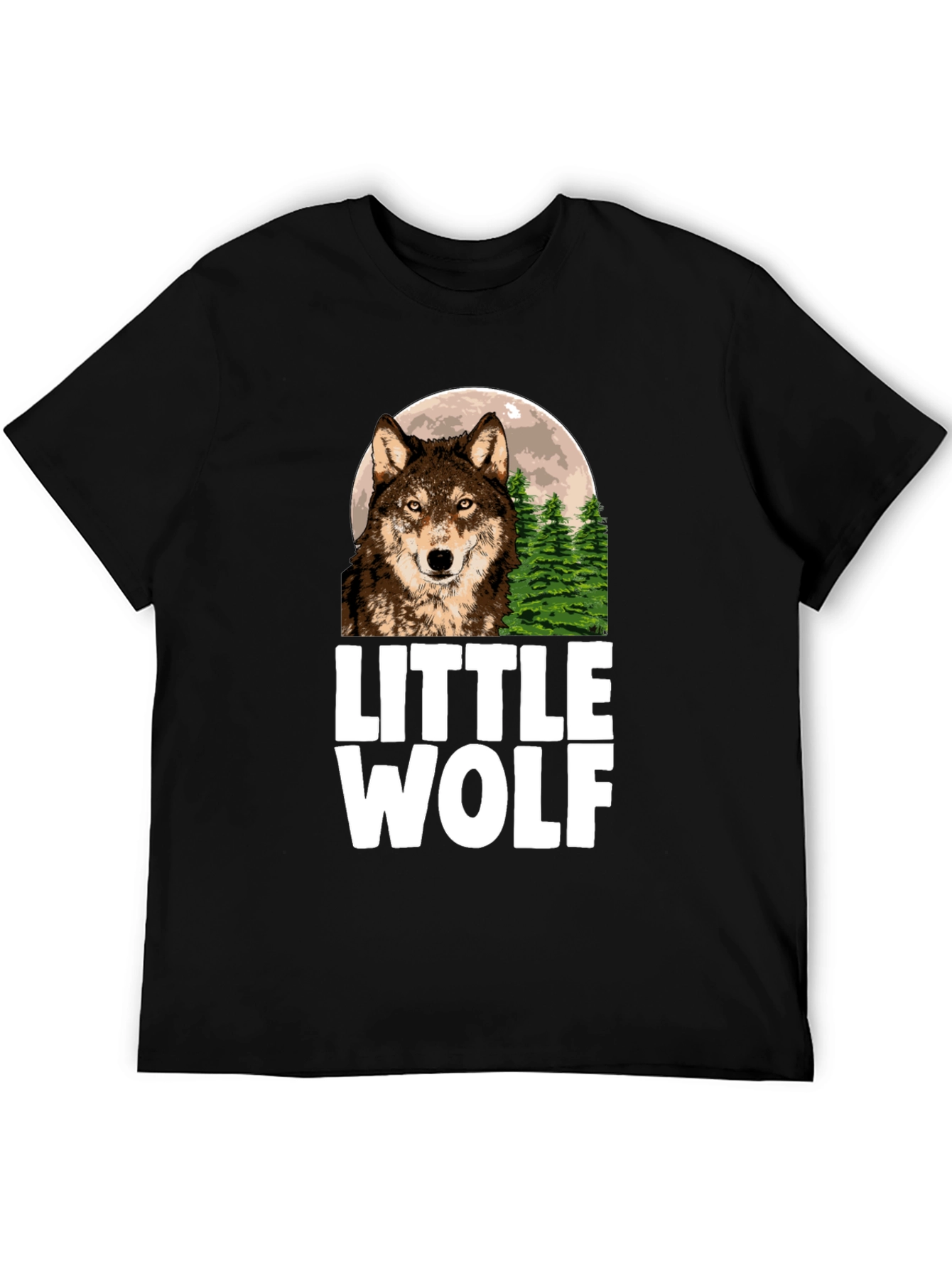 Little Wolf Graphic T-Shirt - Black