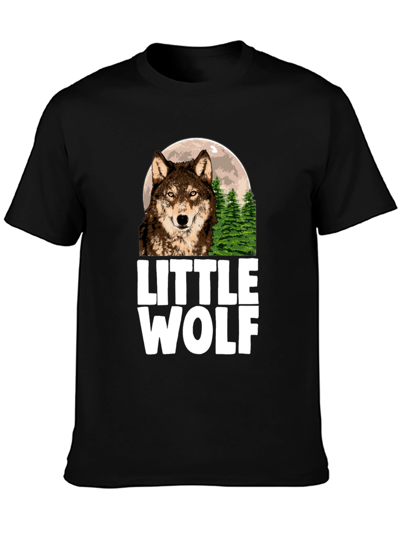 Little Wolf Graphic T-Shirt - Black