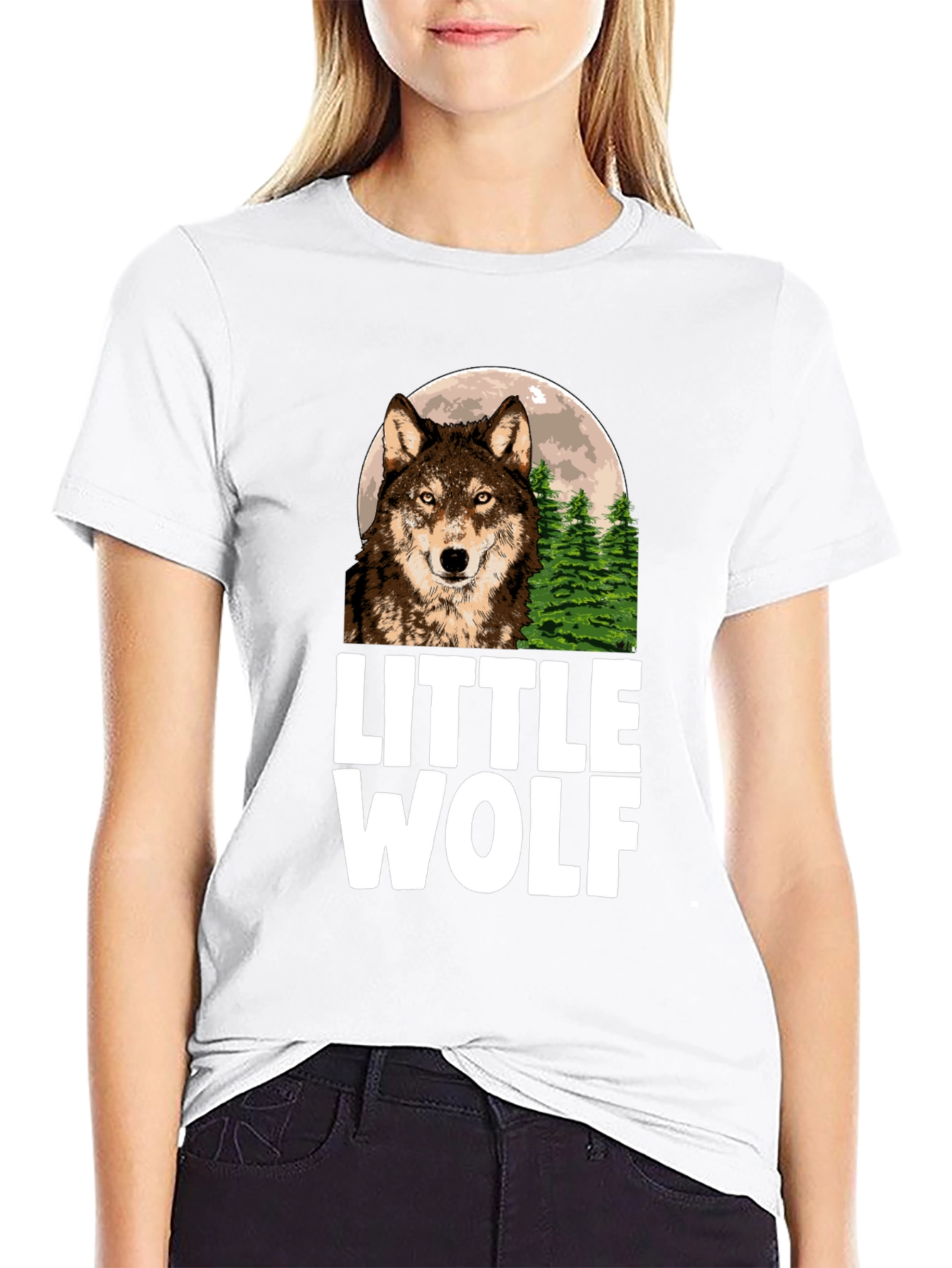 Little Wolf Graphic T-Shirt - Black