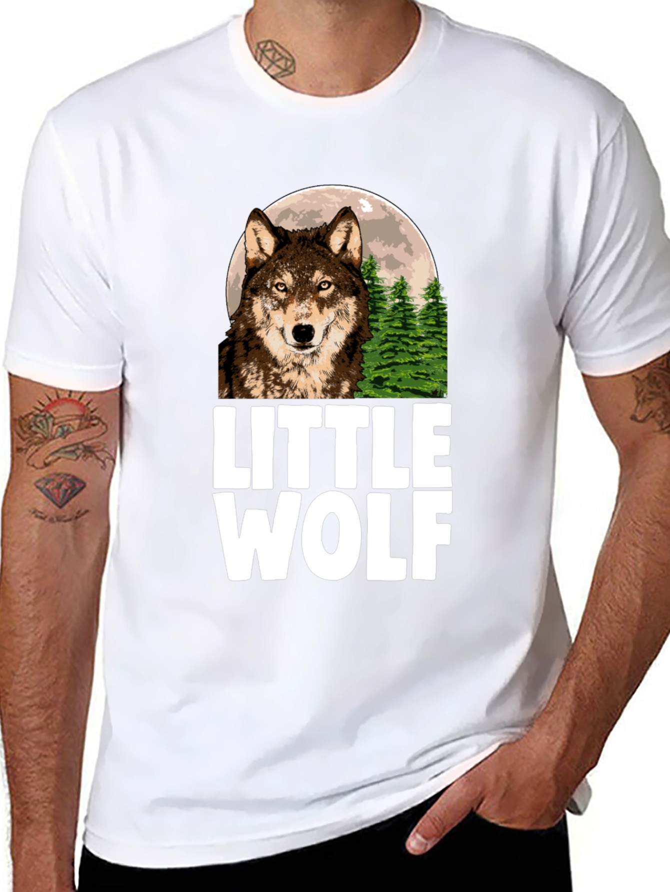Little Wolf Graphic T-Shirt - Black