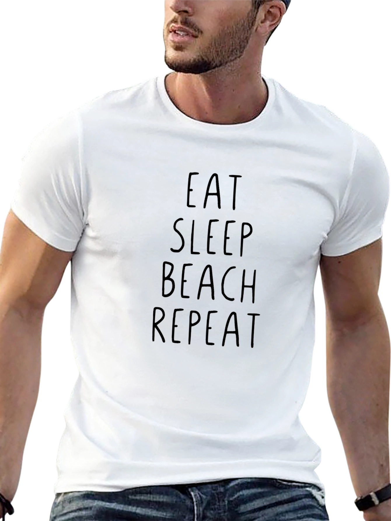 Eat Sleep Beach Repeat Black Graphic Tee