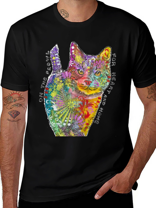 Colorful Cat Graphic Tee - Artistic Design