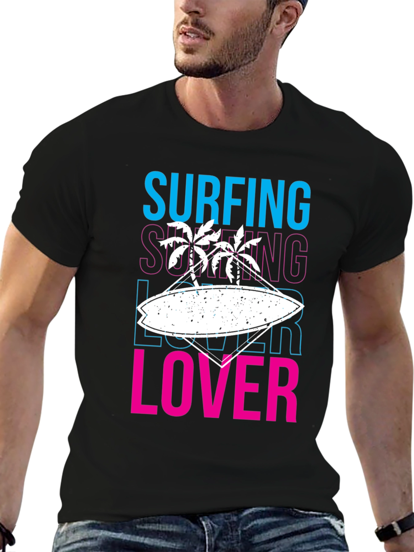 Surfing Lover Graphic Tee | Black