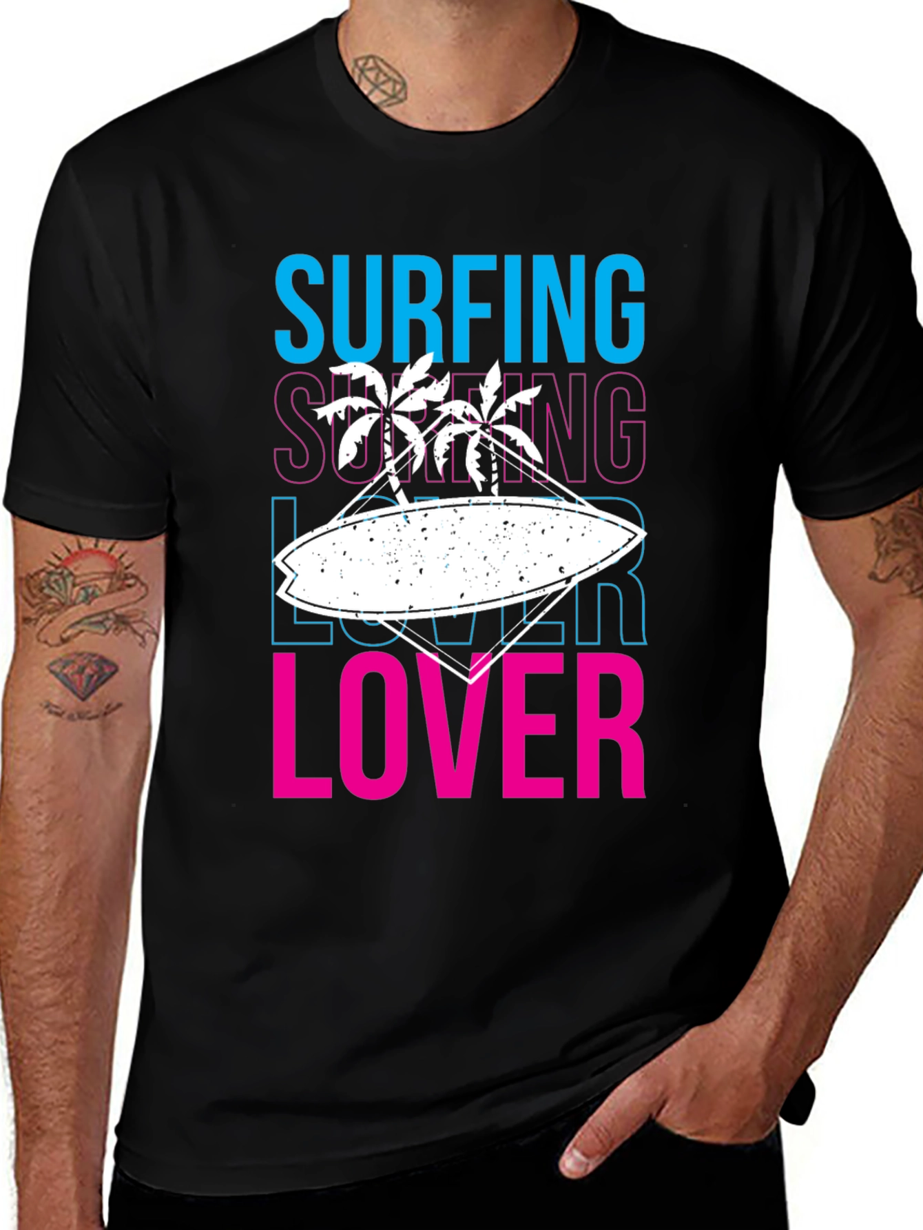 Surfing Lover Graphic Tee | Black
