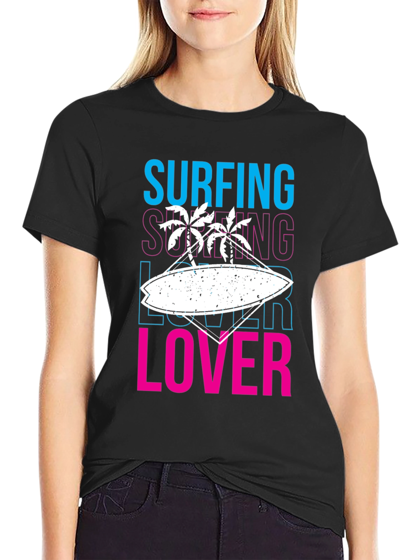 Surfing Lover Graphic Tee | Black
