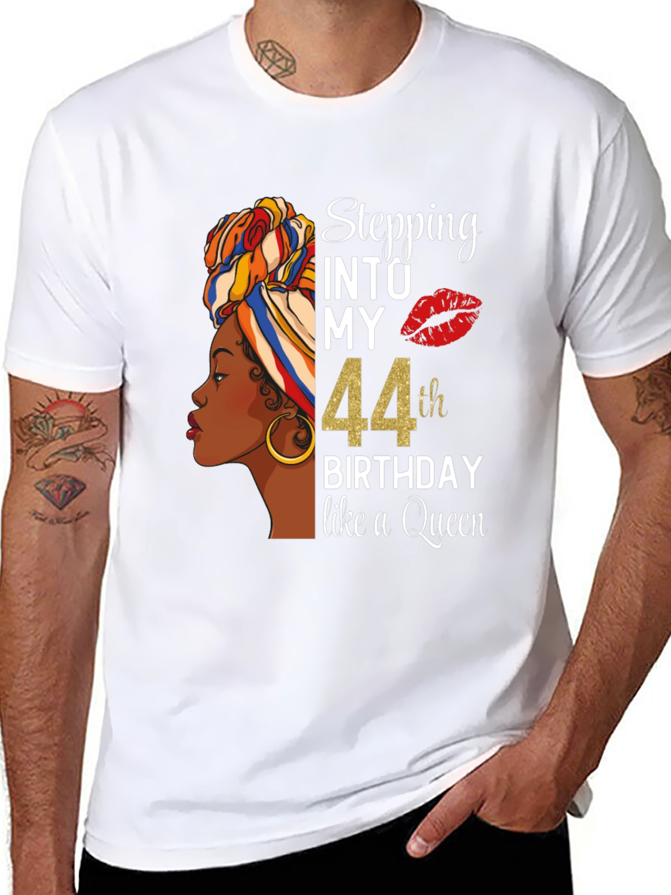 Stepping Into My 44th Birthday Queen T-Shirt