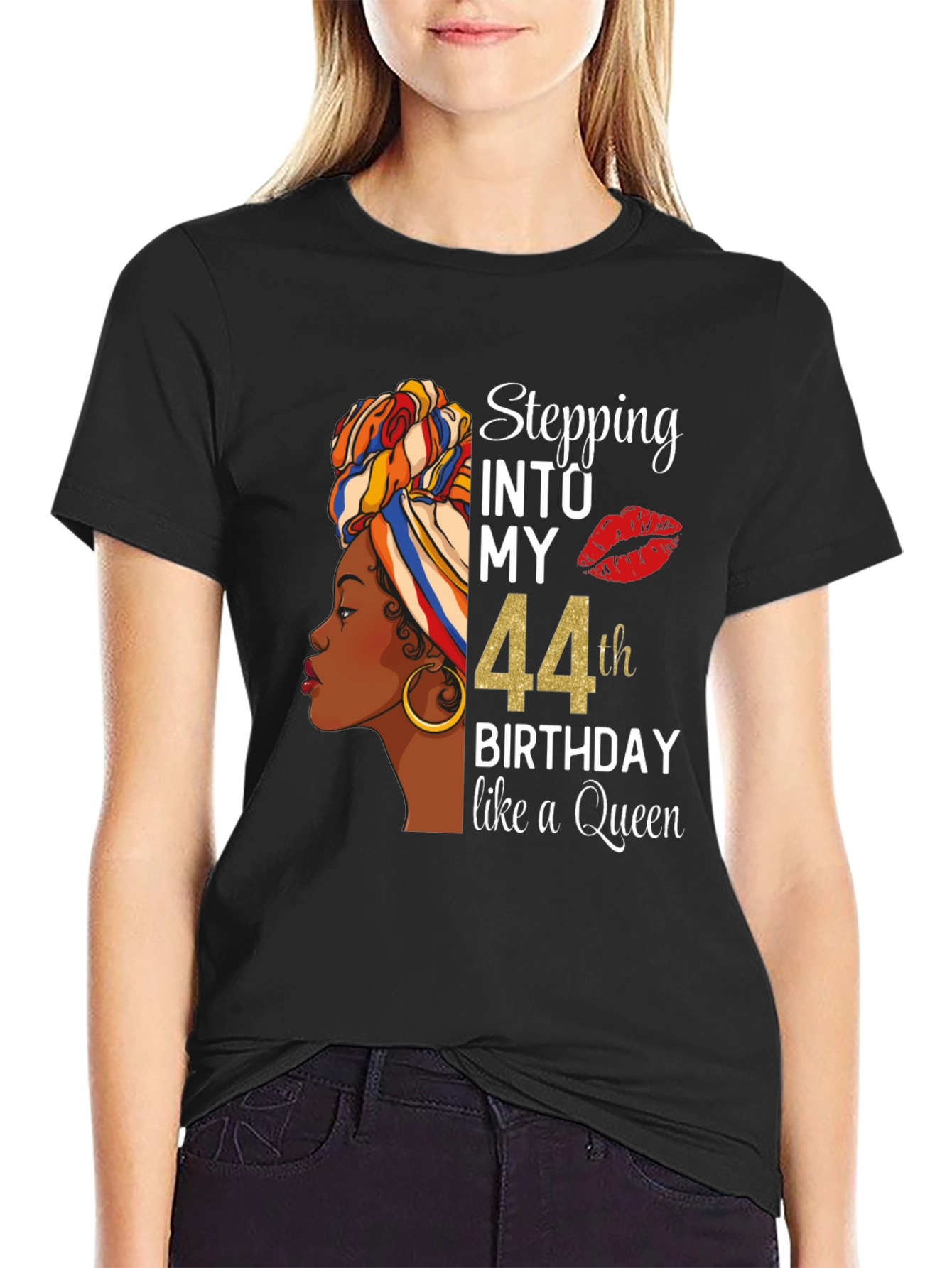 Stepping Into My 44th Birthday Queen T-Shirt