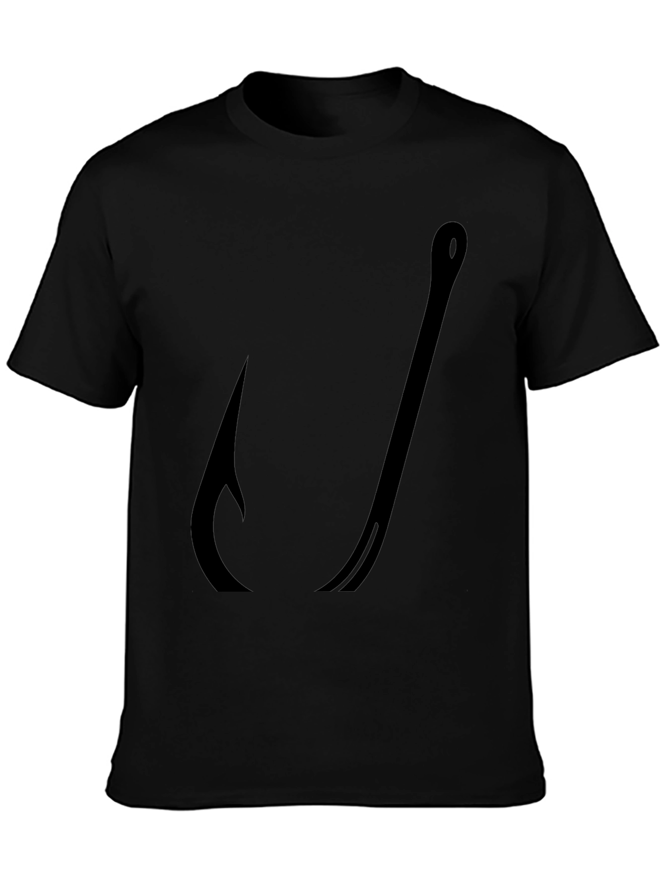 Mens Black Fishing Hook Graphic Tee