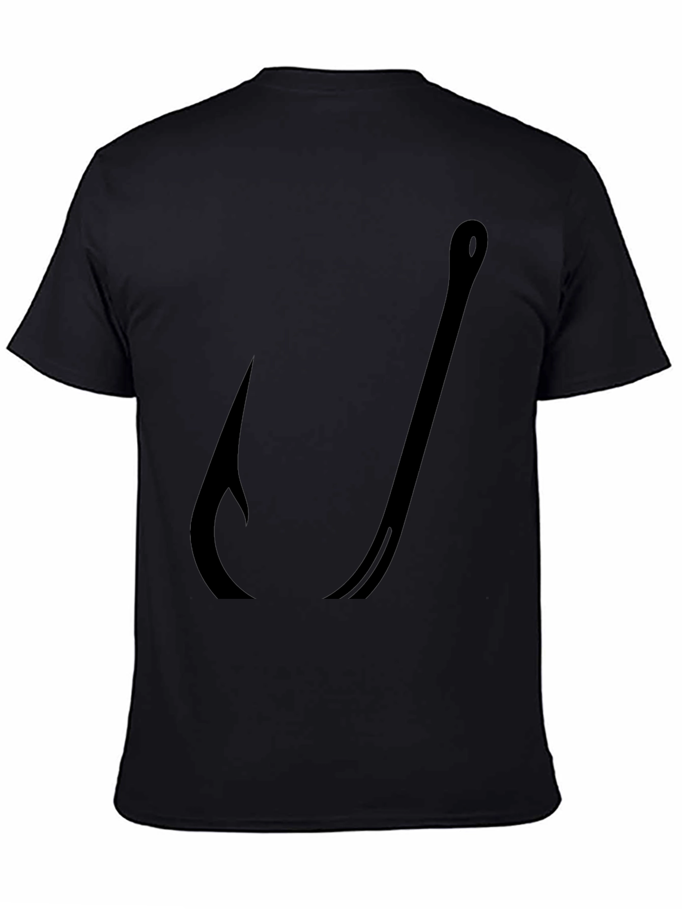 Mens Black Fishing Hook Graphic Tee