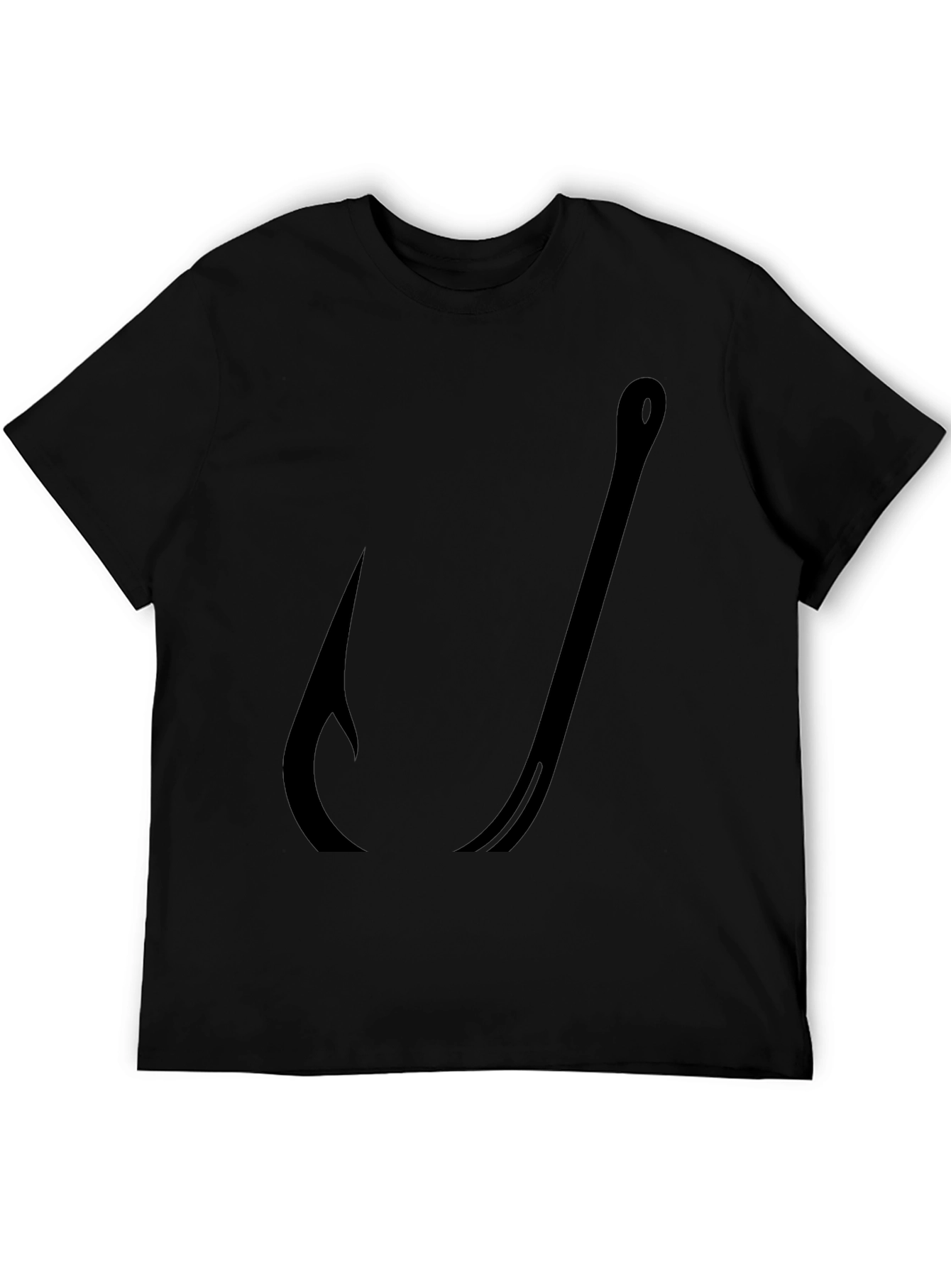 Mens Black Fishing Hook Graphic Tee