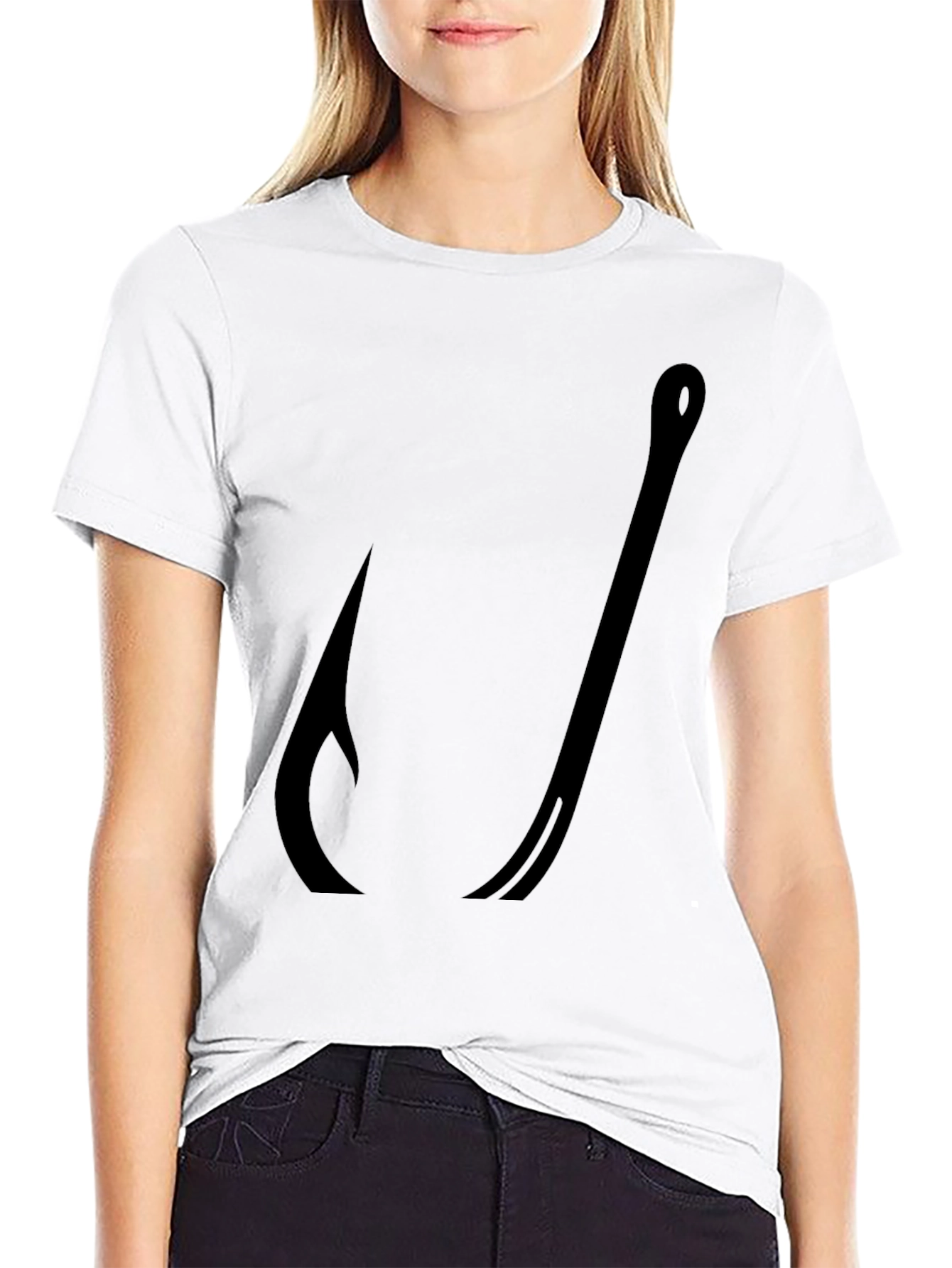 Mens Black Fishing Hook Graphic Tee