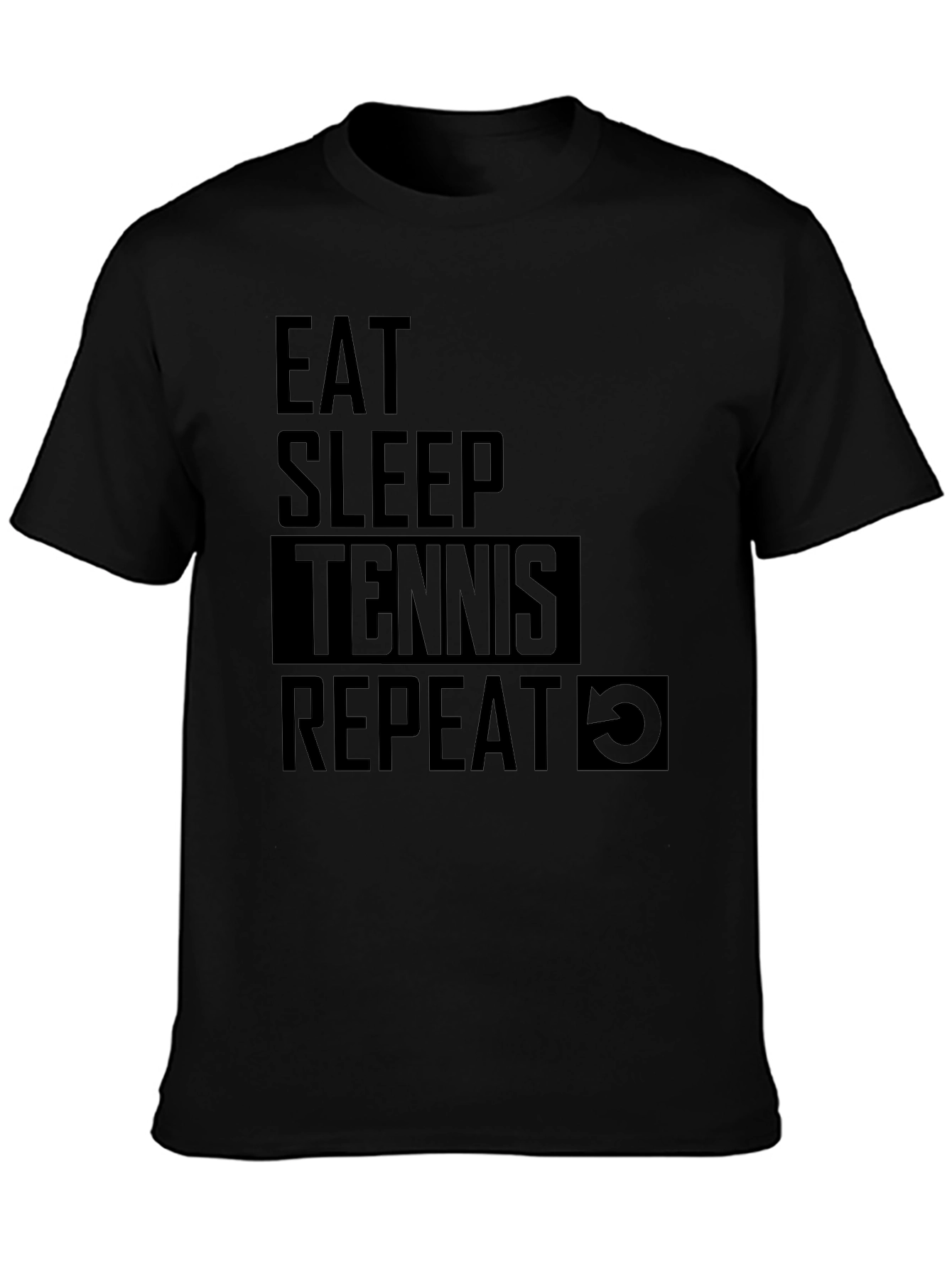 Eat Sleep Tennis Repeat Black T-Shirt