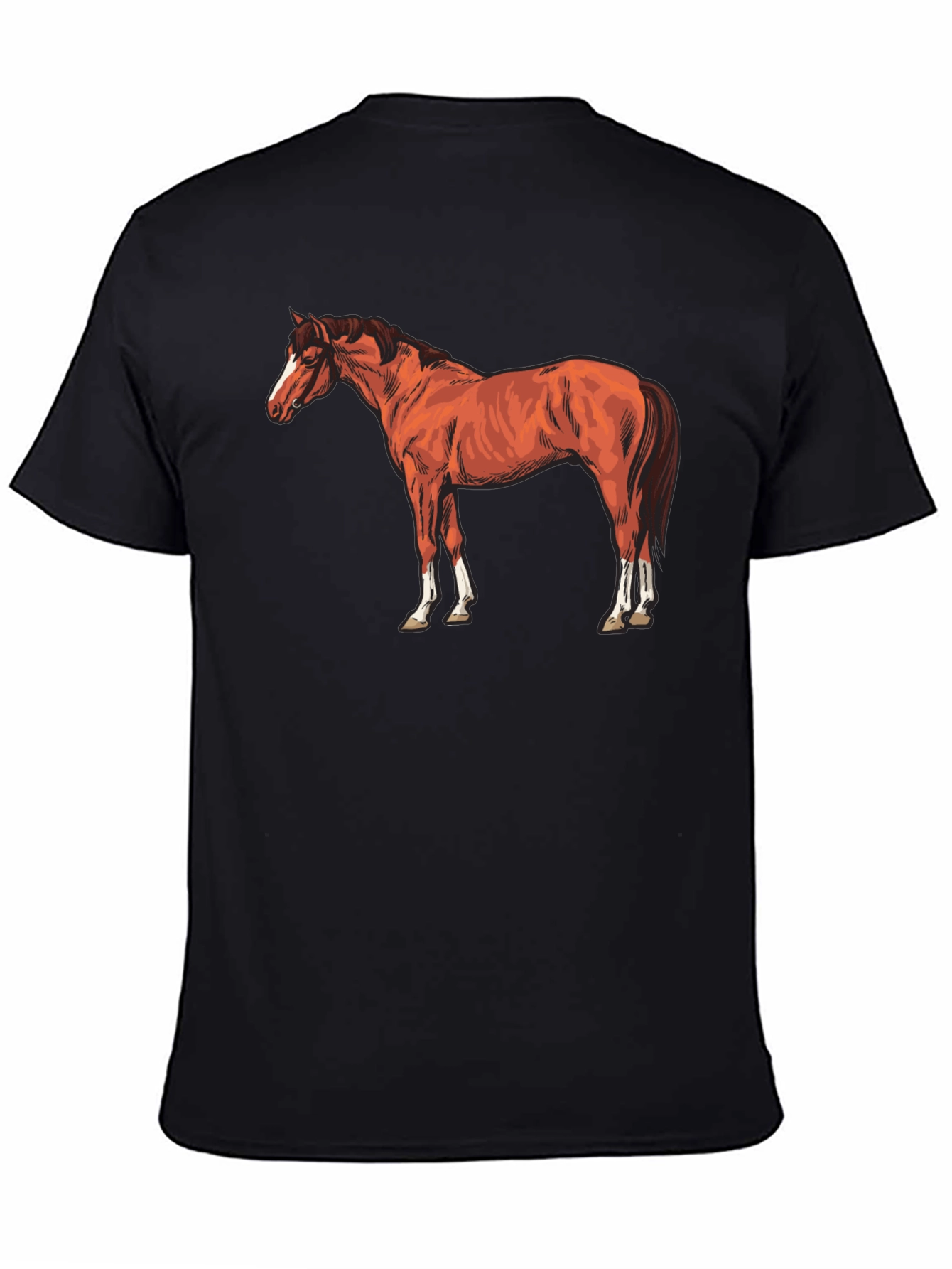 Horse Graphic Tee - Black Cotton T-Shirt
